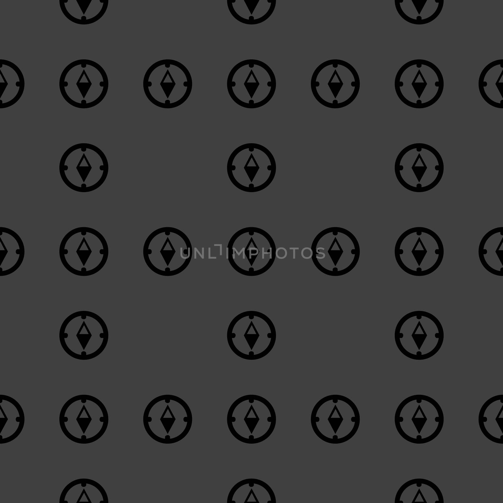 Compass web icon. flat design. Seamless gray pattern.