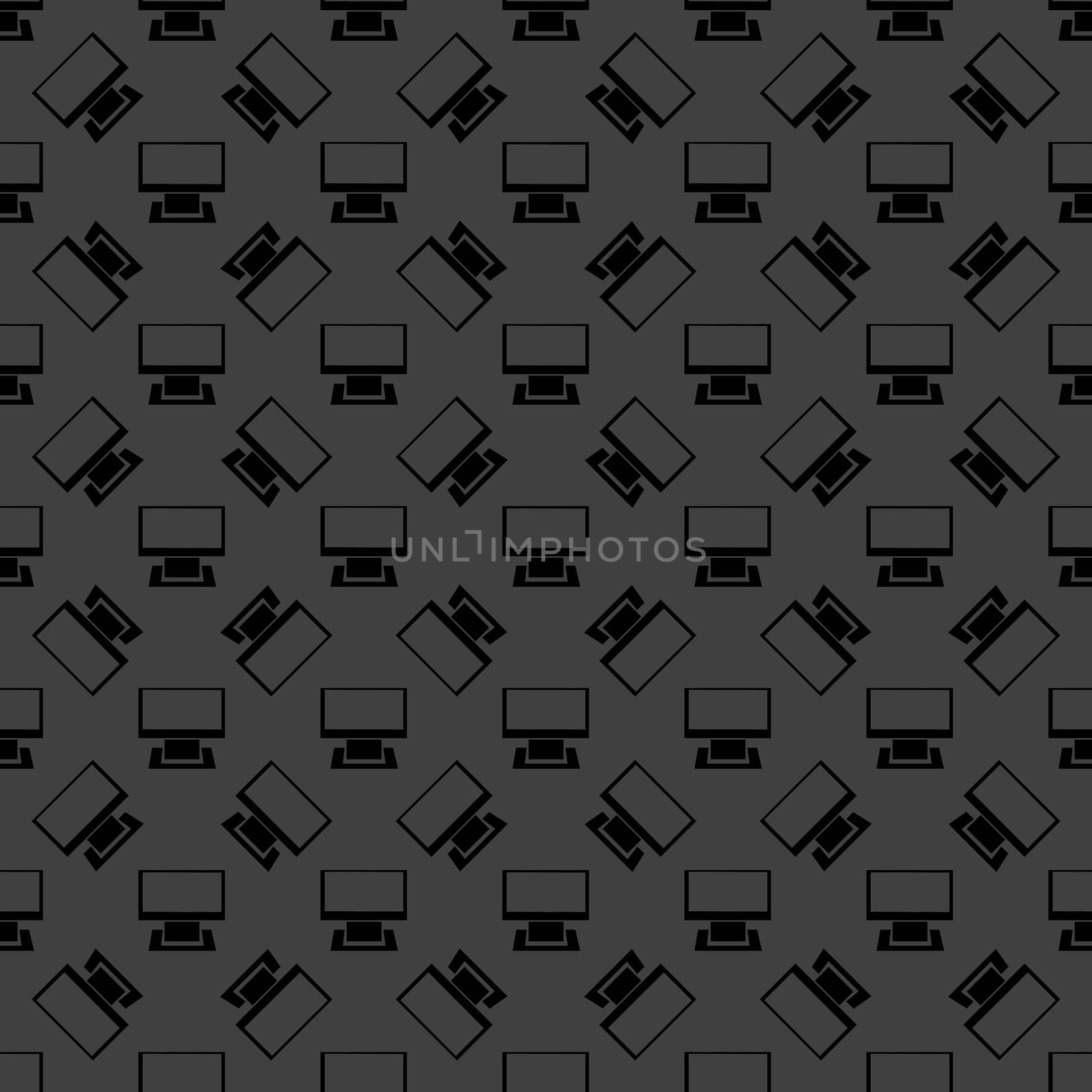 Computer web icon. flat design. Seamless gray pattern.