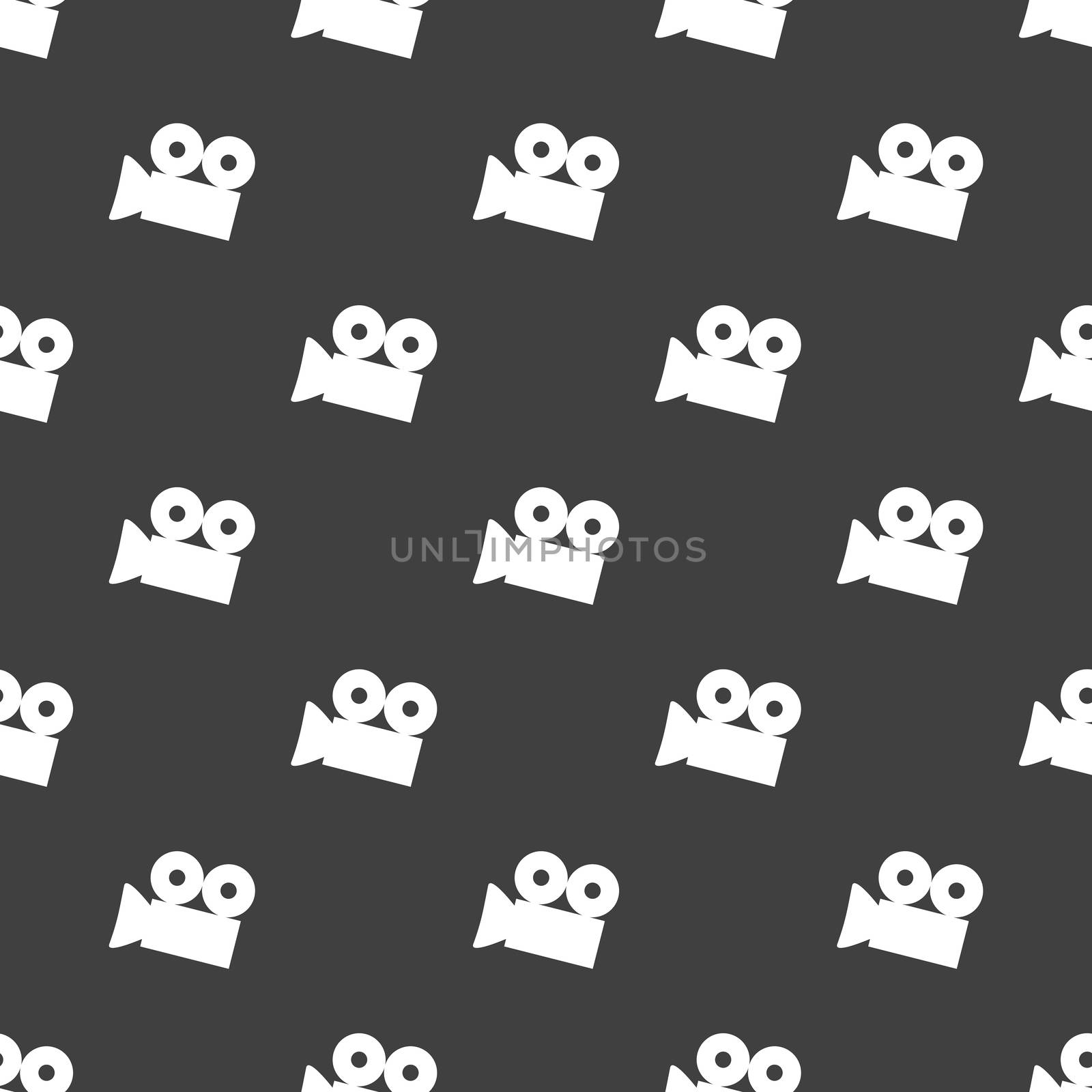 Video-camera web icon. flat design. Seamless gray pattern. by serhii_lohvyniuk