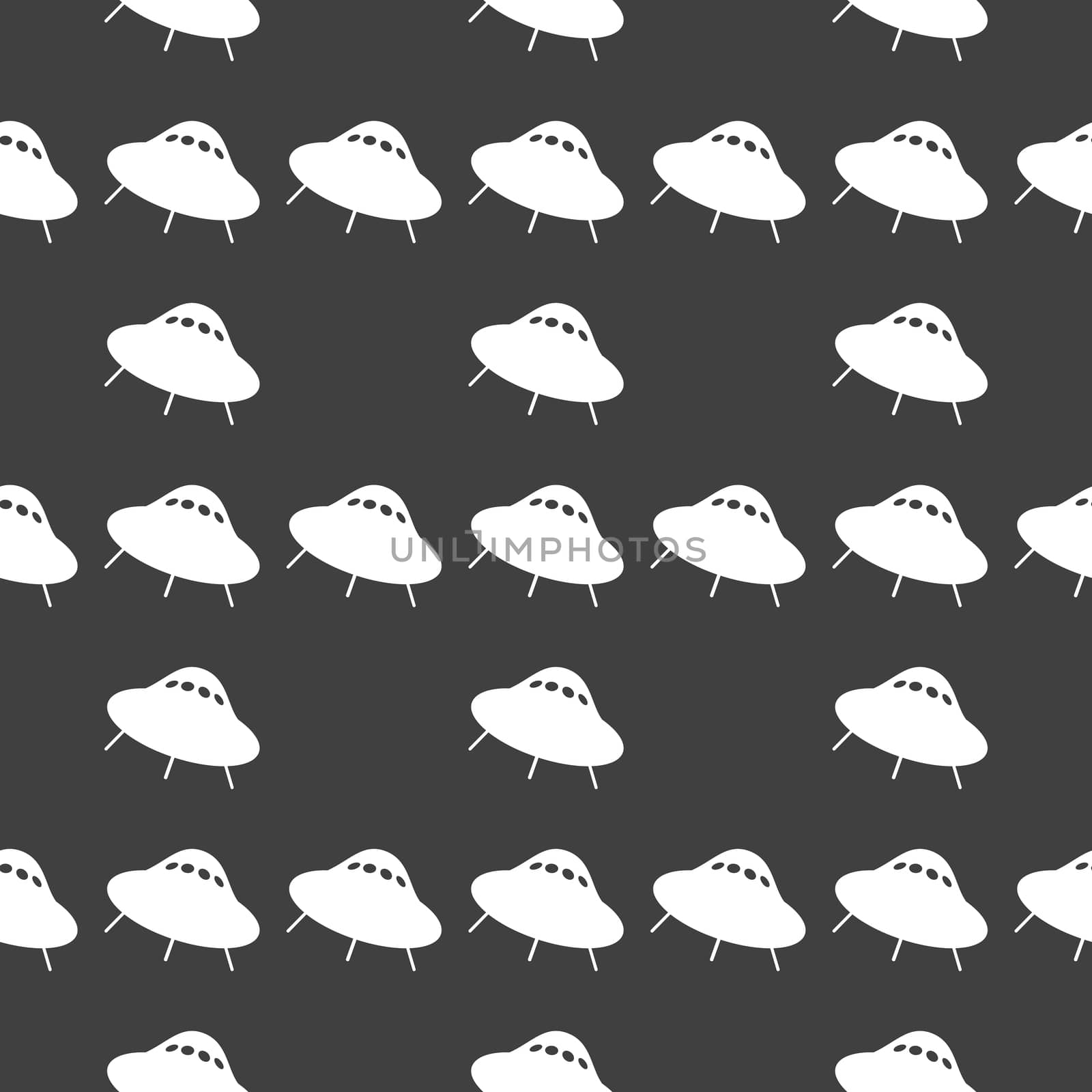 UFO web icon. flat design. Seamless gray pattern.