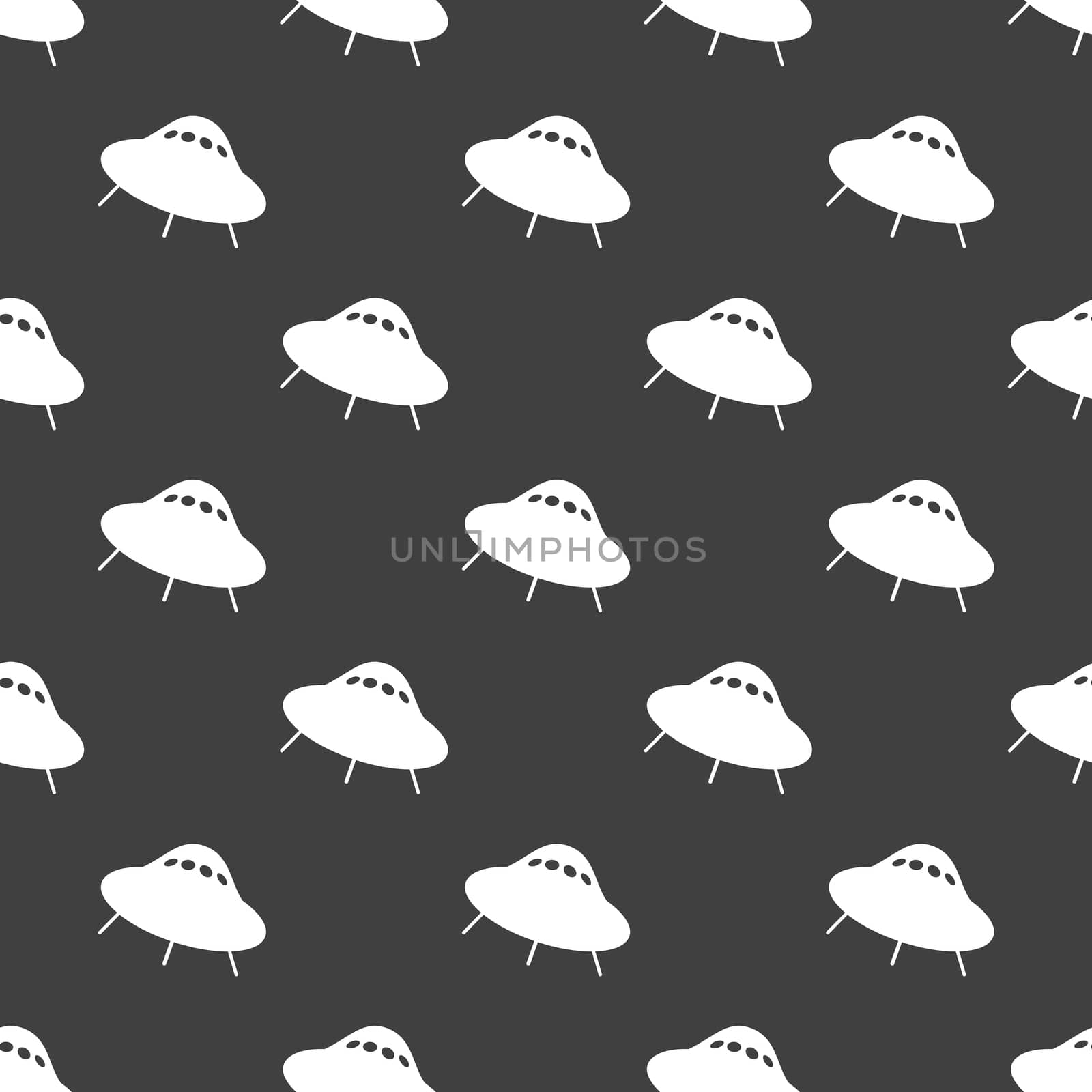 UFO web icon. flat design. Seamless gray pattern.