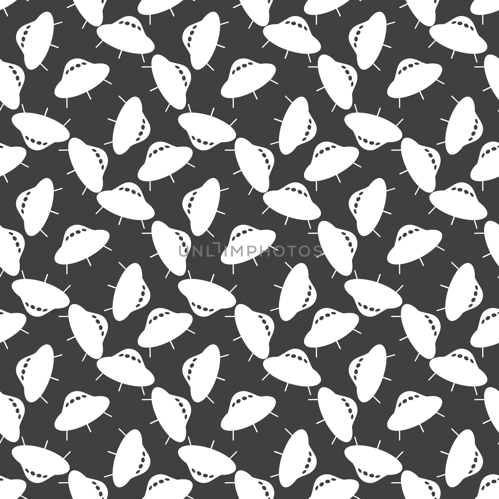 UFO web icon. flat design. Seamless gray pattern.