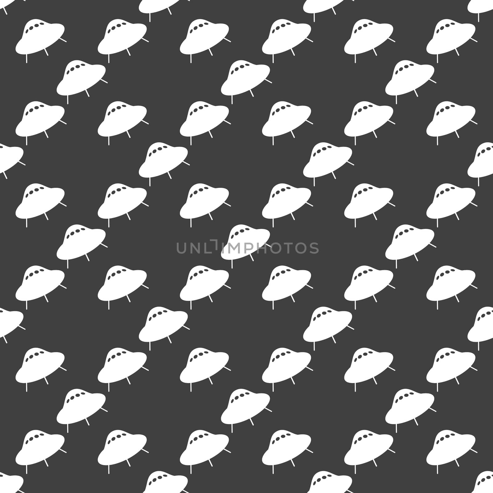 UFO web icon. flat design. Seamless gray pattern.