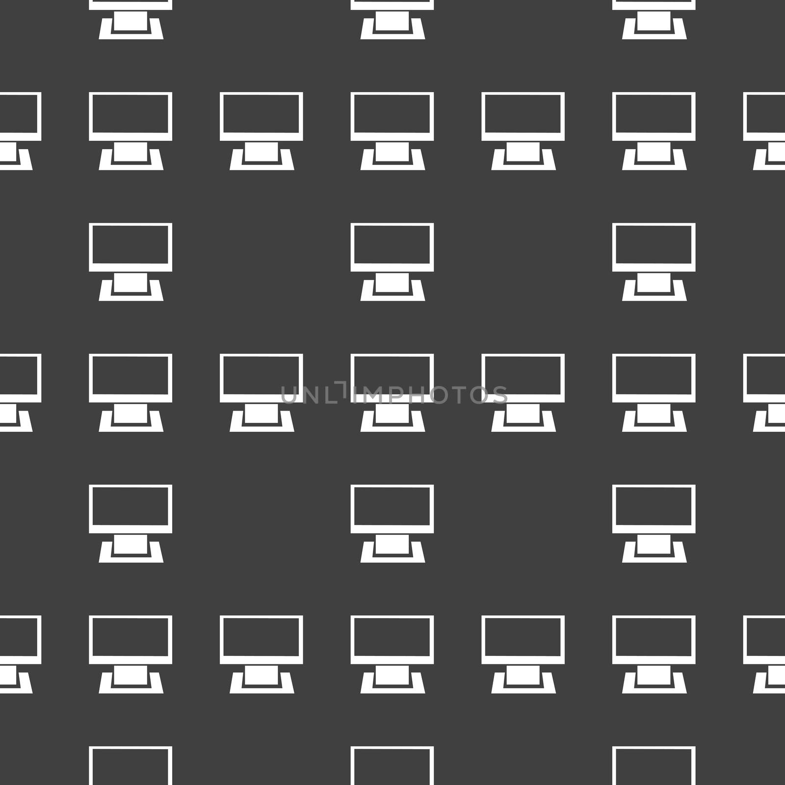 Computer web icon. flat design. Seamless gray pattern. by serhii_lohvyniuk