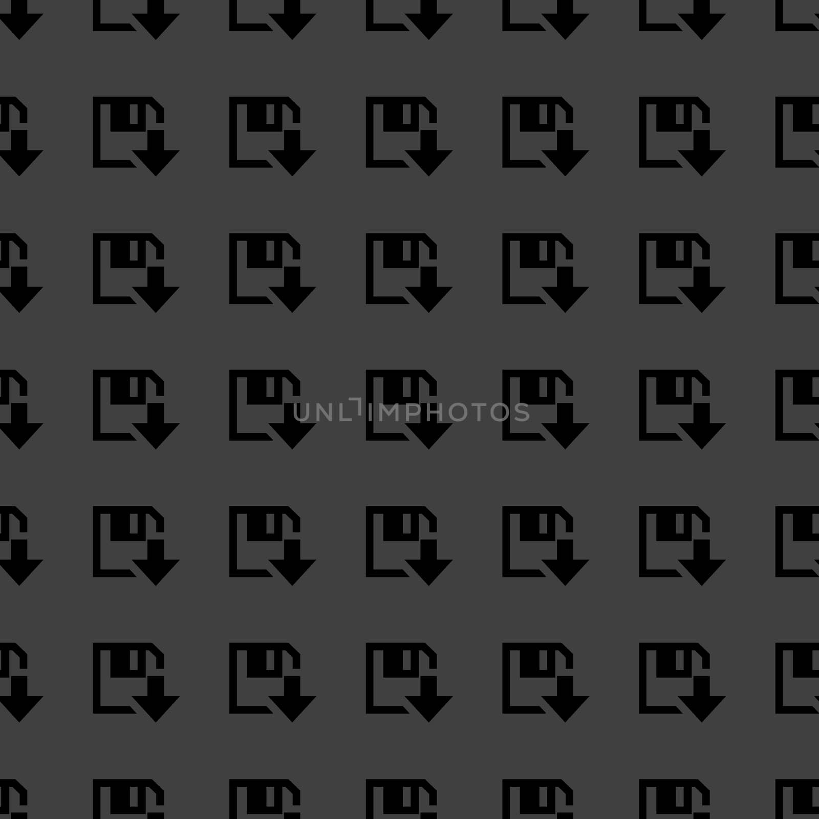 floppy disk download web icon. flat design. Seamless gray pattern.