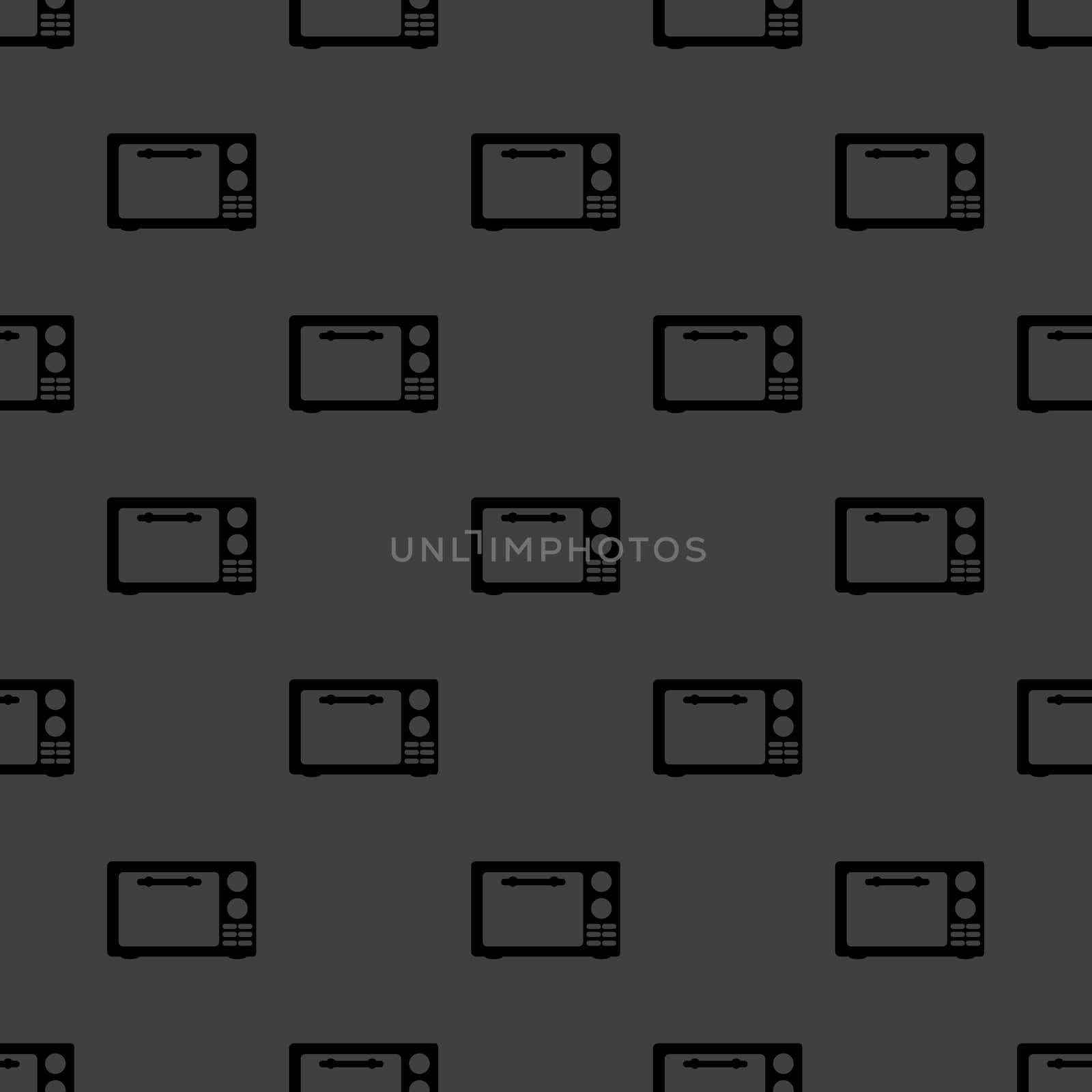 microwave. kitchen equipment web icon. flat design. Seamless gray pattern. by serhii_lohvyniuk