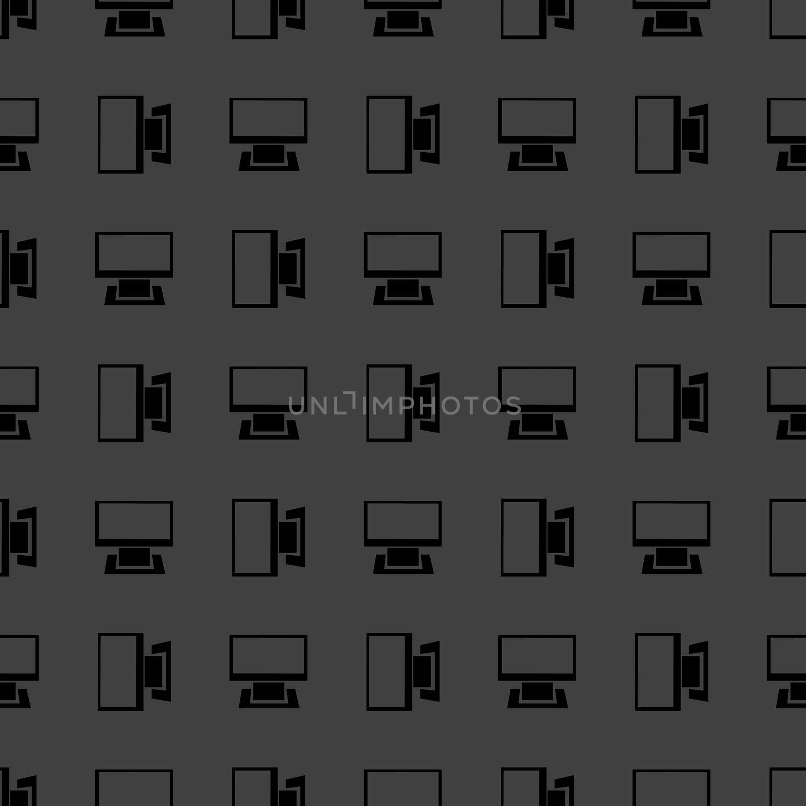 Computer web icon. flat design. Seamless gray pattern.