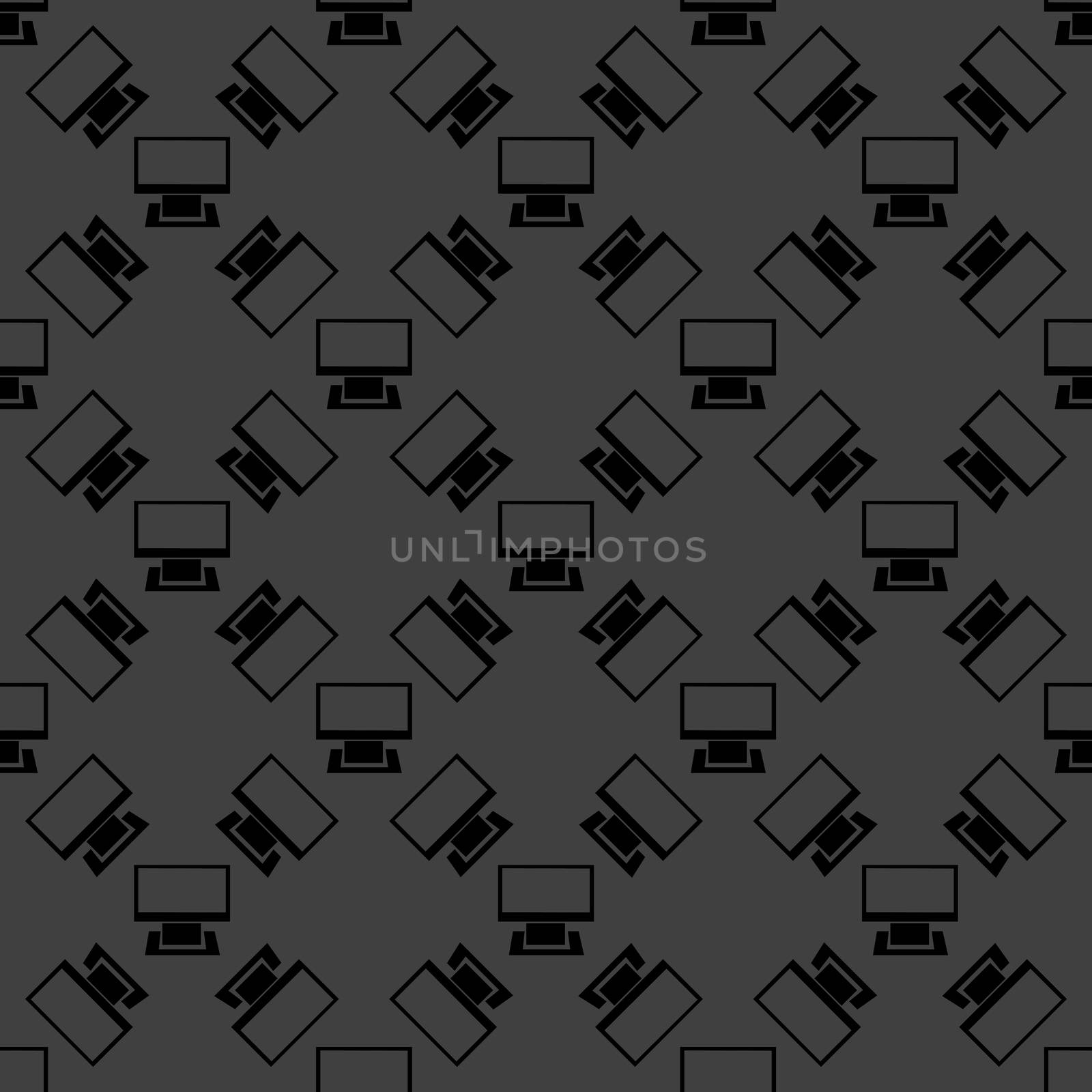 Computer web icon. flat design. Seamless gray pattern. by serhii_lohvyniuk