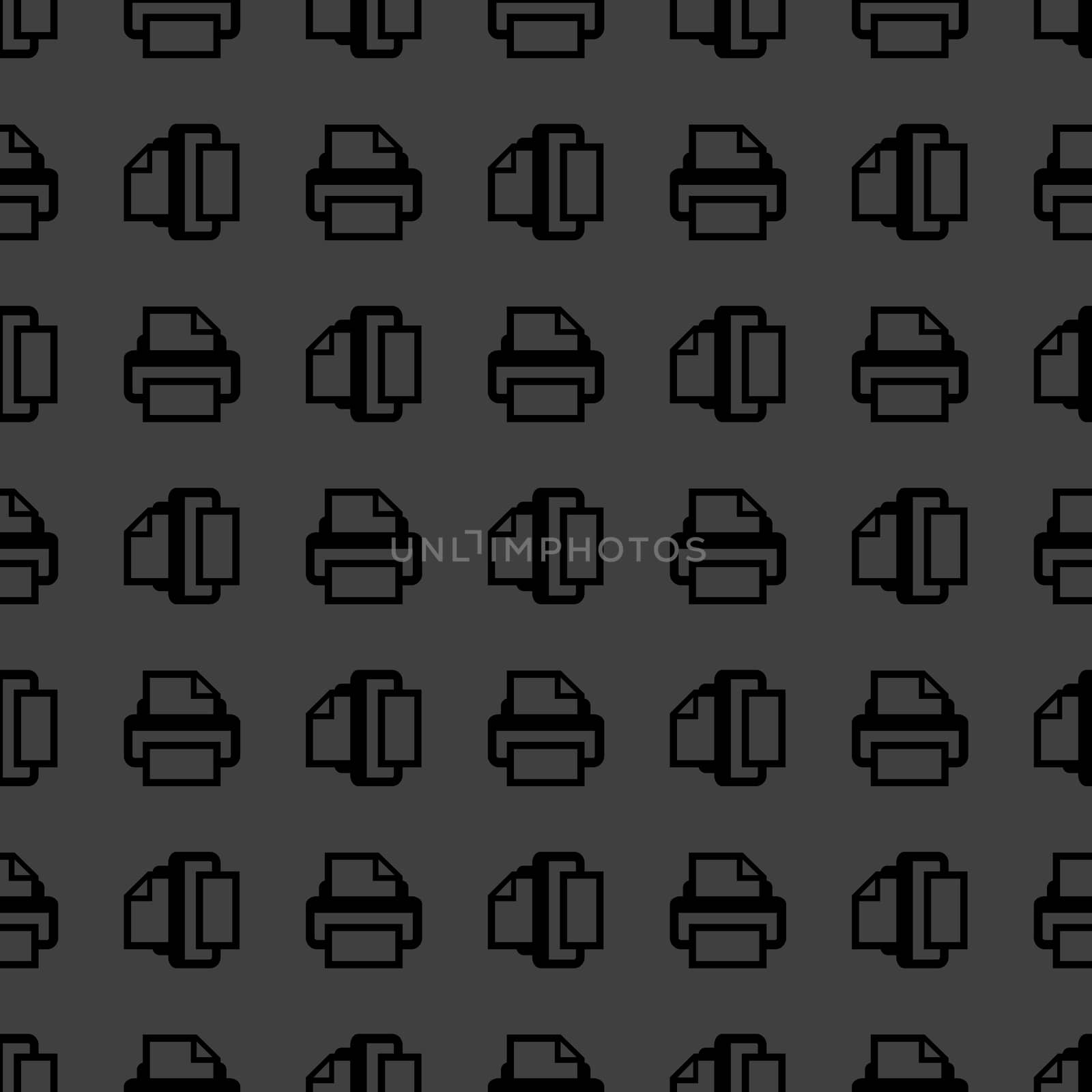 Printer web icon. flat design. Seamless pattern.