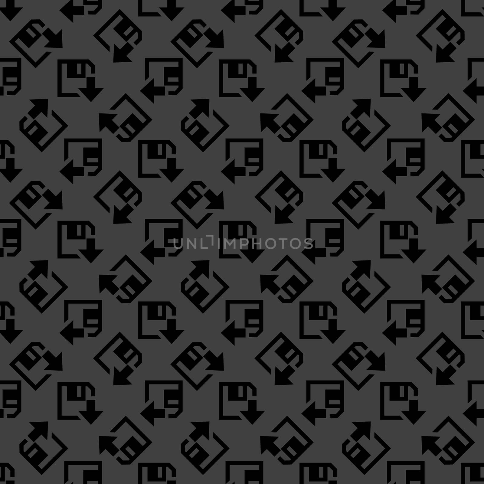 floppy disk download web icon. flat design. Seamless gray pattern.