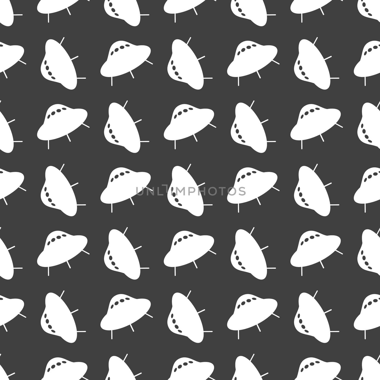 UFO web icon. flat design. Seamless gray pattern. by serhii_lohvyniuk