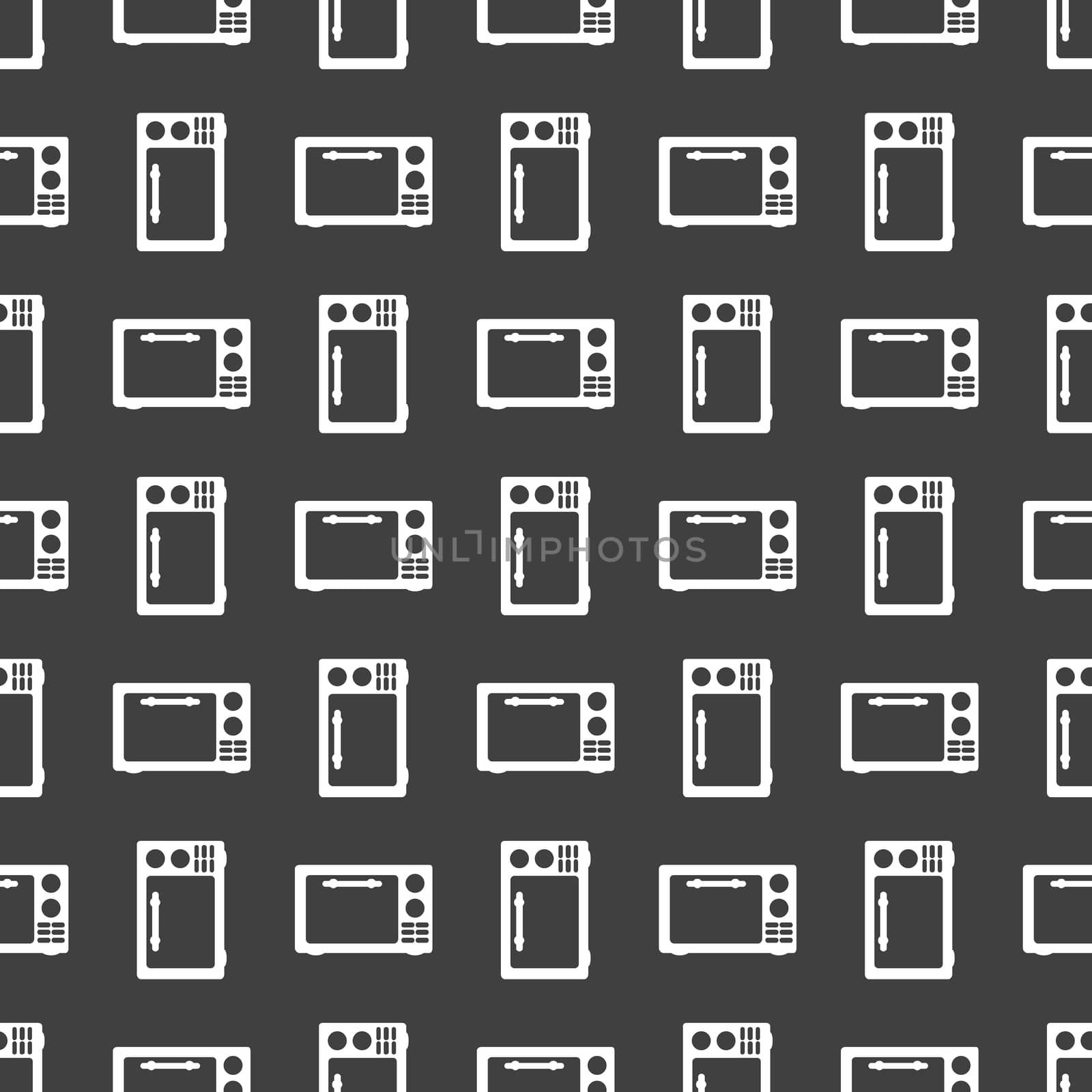 microwave. kitchen equipment web icon.  flat design. Seamless gray pattern.