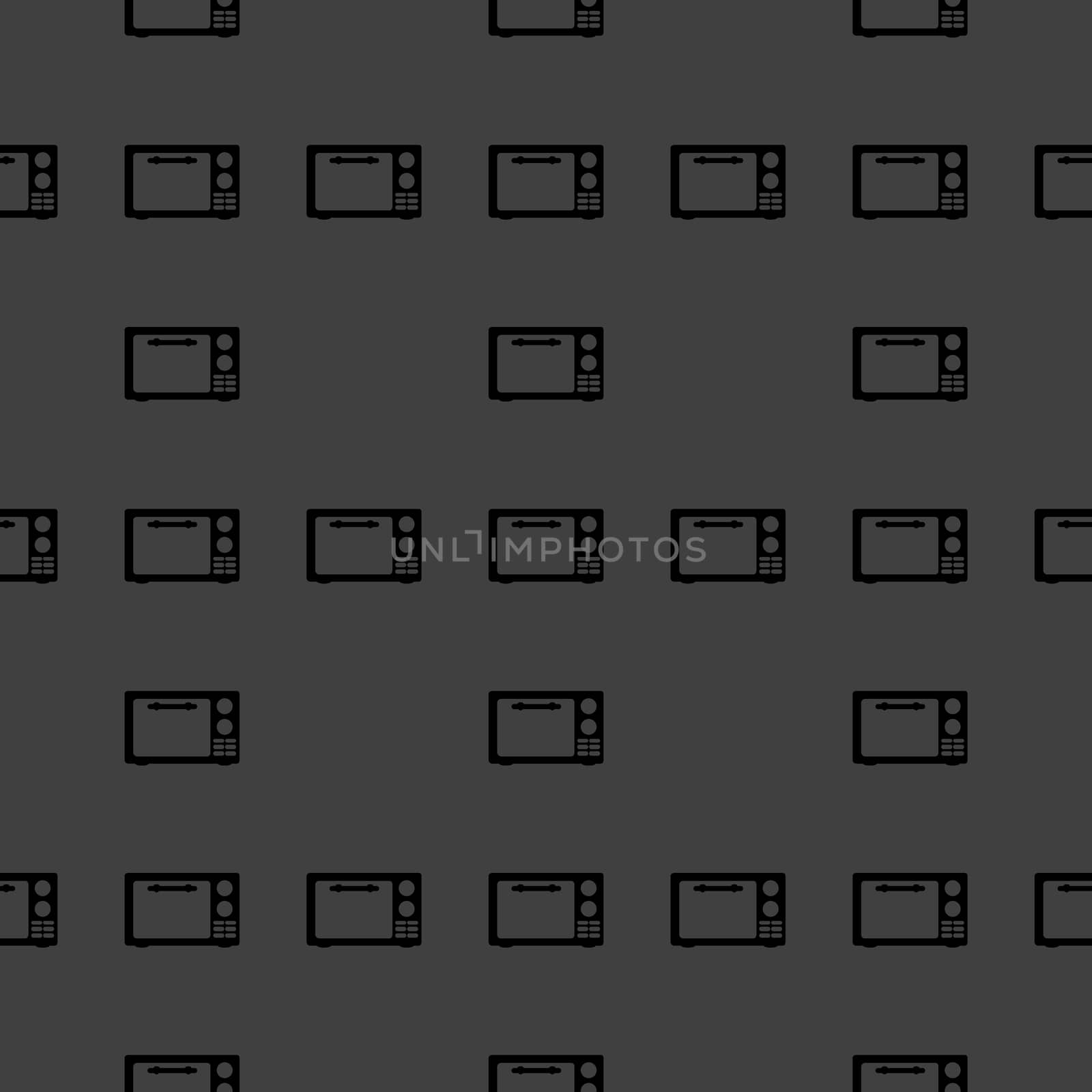 microwave. kitchen equipment web icon.  flat design. Seamless gray pattern.