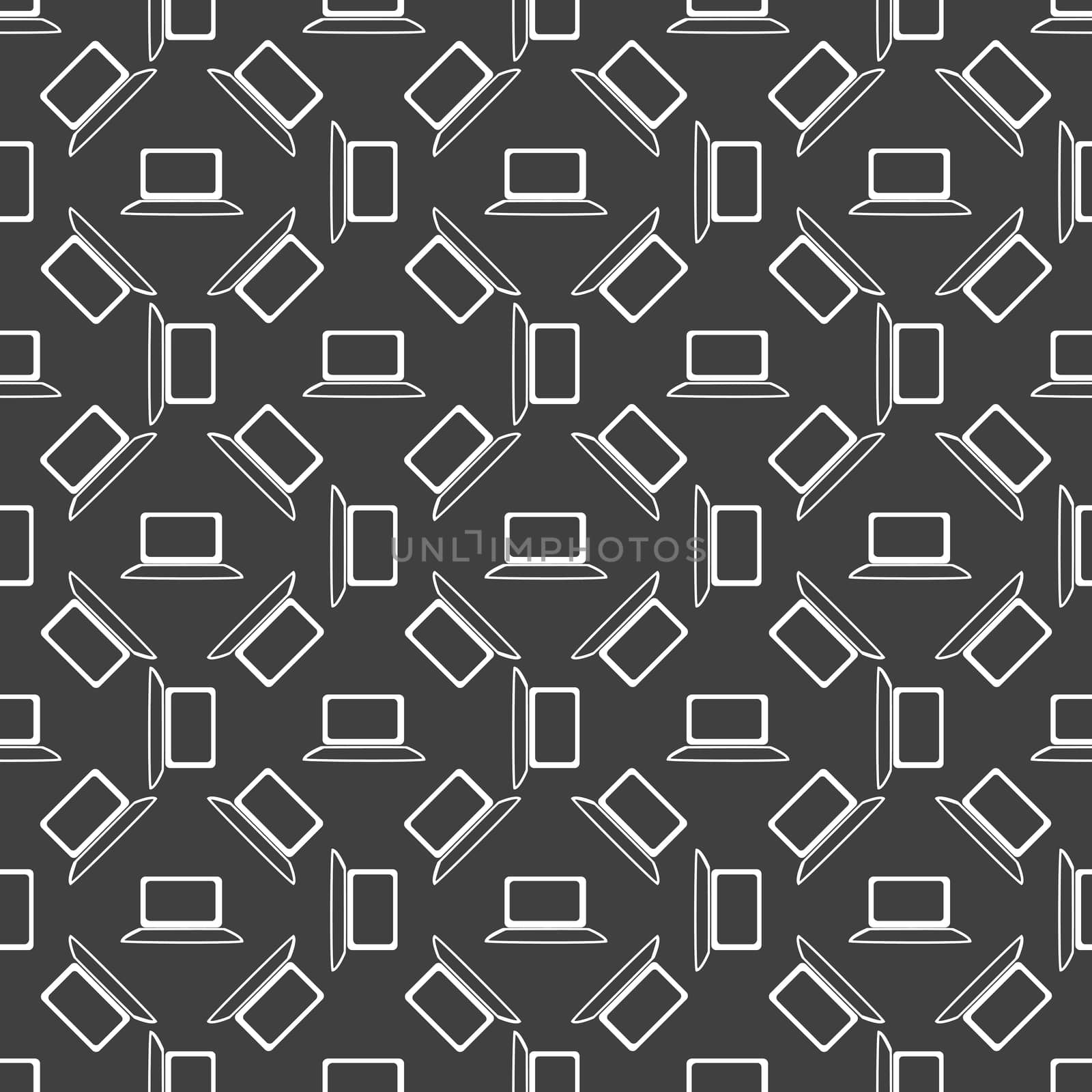 Notebook web icon. flat design. Seamless gray pattern. by serhii_lohvyniuk