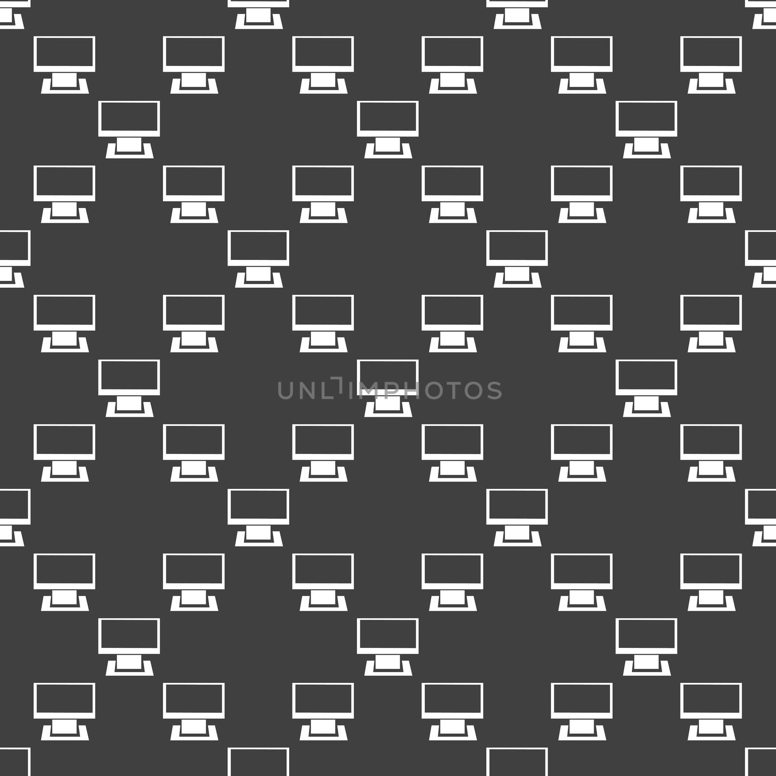 Computer web icon. flat design. Seamless gray pattern.