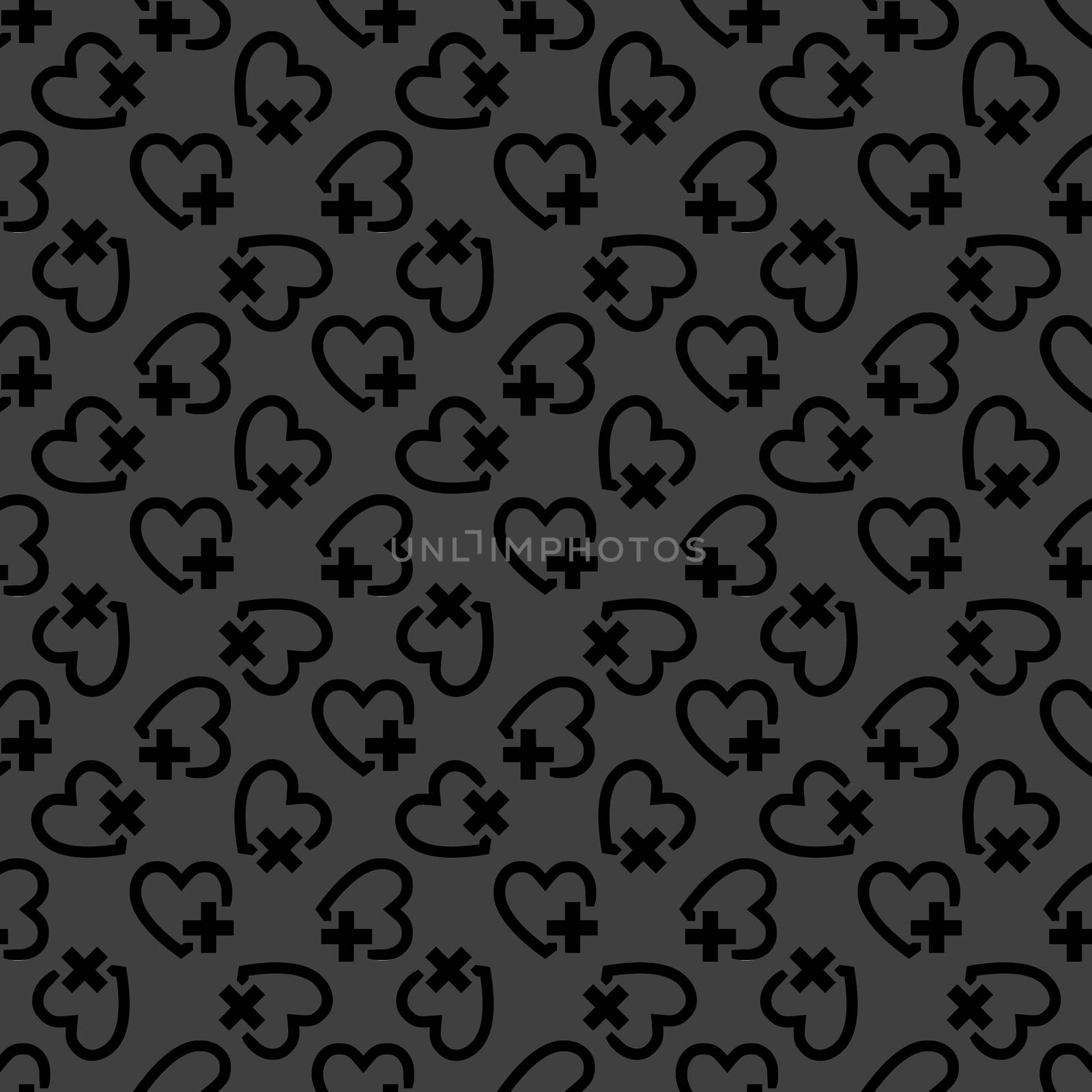 Heart web icon. flat design. Seamless pattern.