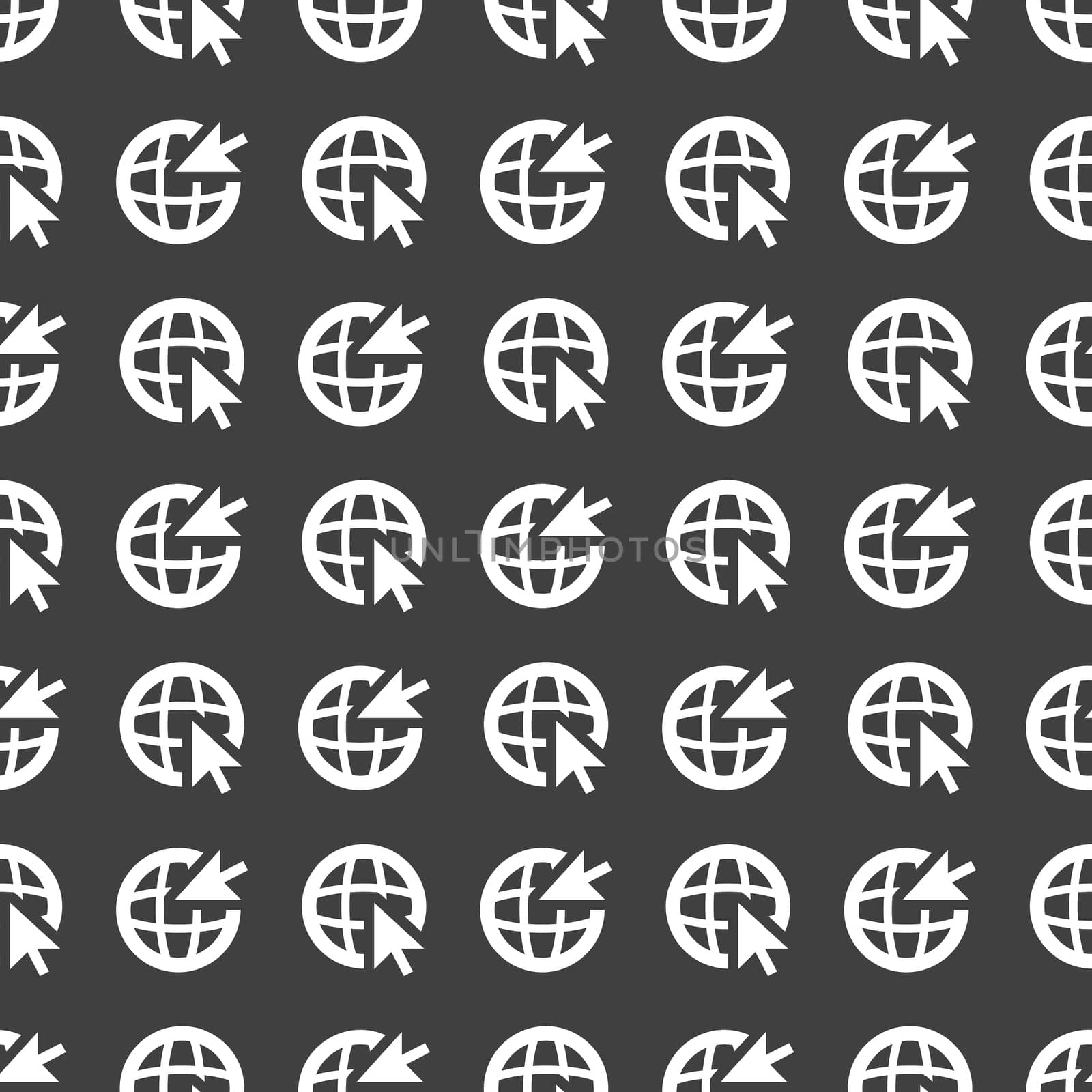 globe web icon. flat design. Seamless pattern.