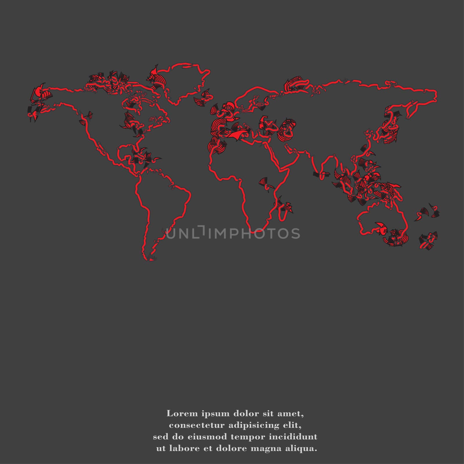 Detailed the most finest world map. flat design by serhii_lohvyniuk