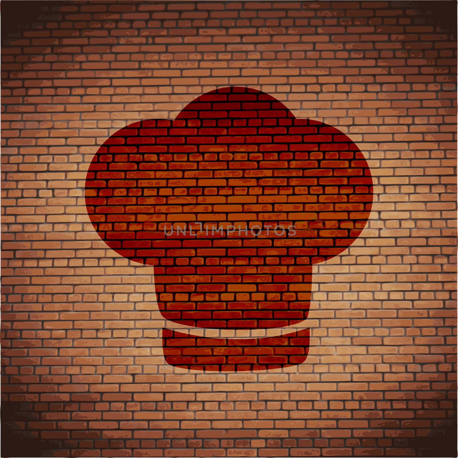 Chef cap icon flat design with abstract background.