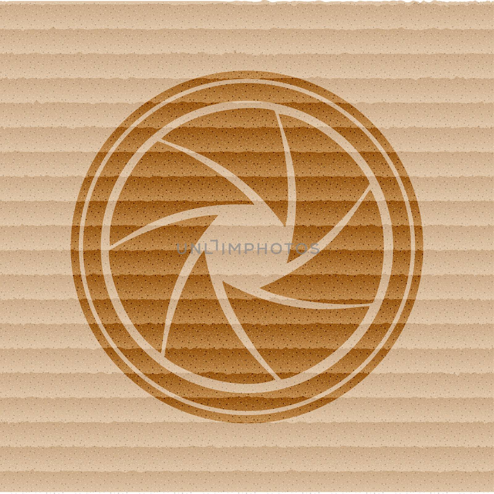 Photo camera diaphragm icon flat design with abstract background.