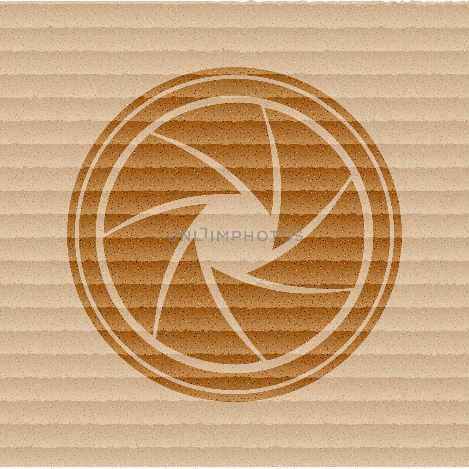 Photo camera diaphragm icon flat design with abstract background by serhii_lohvyniuk