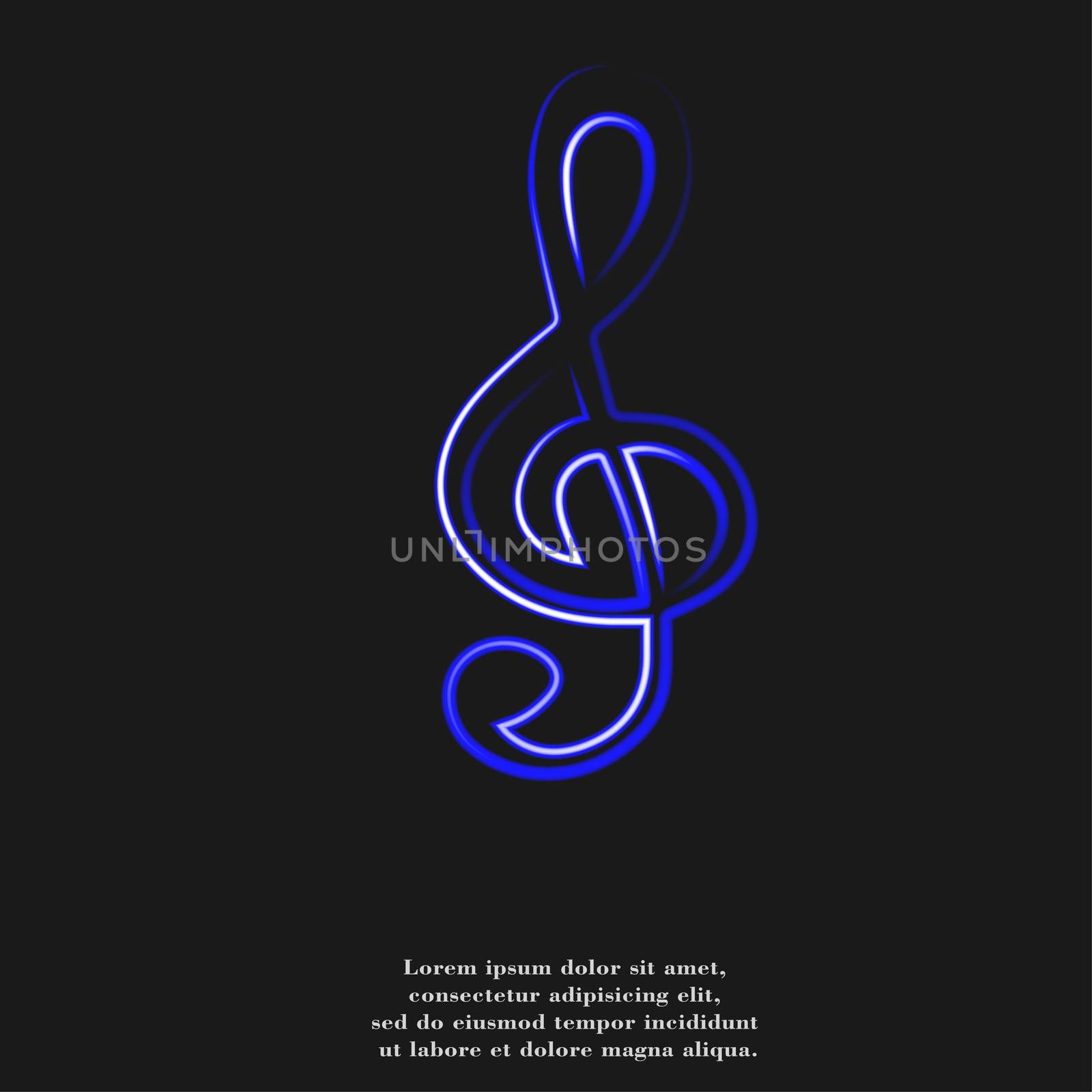 treble clef icon. Flat with abstract background.