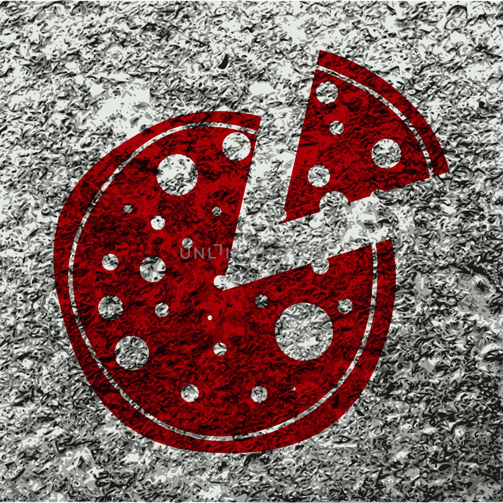 Pizza icon flat design with abstract background.