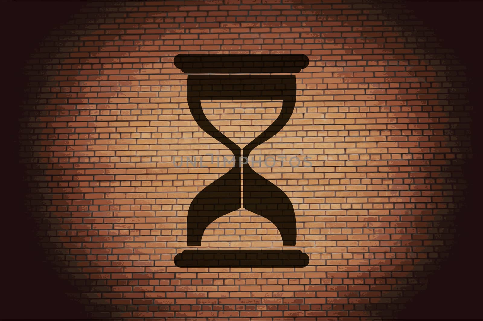 Hourglass time icon flat design with abstract background.