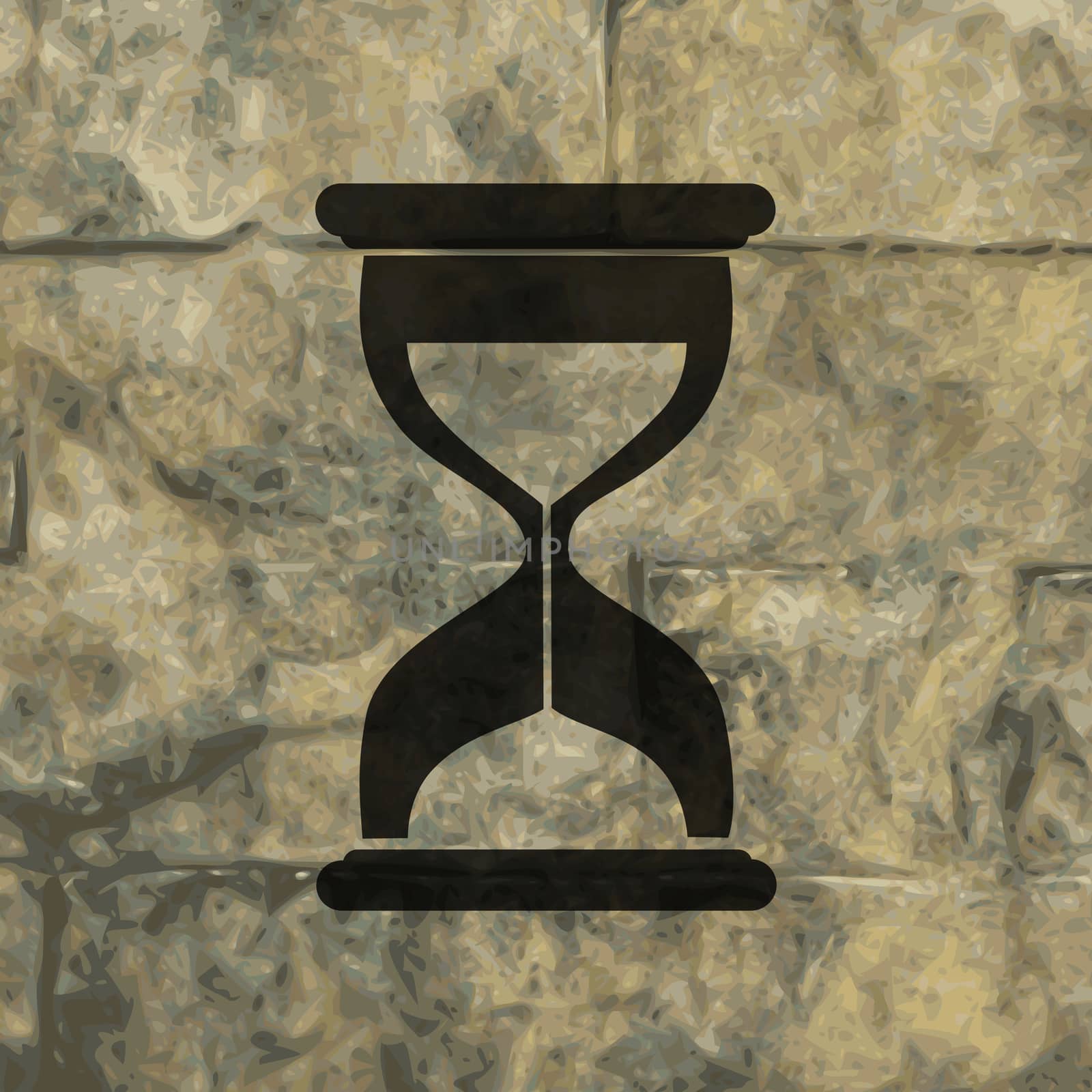 Hourglass time icon flat design with abstract background.