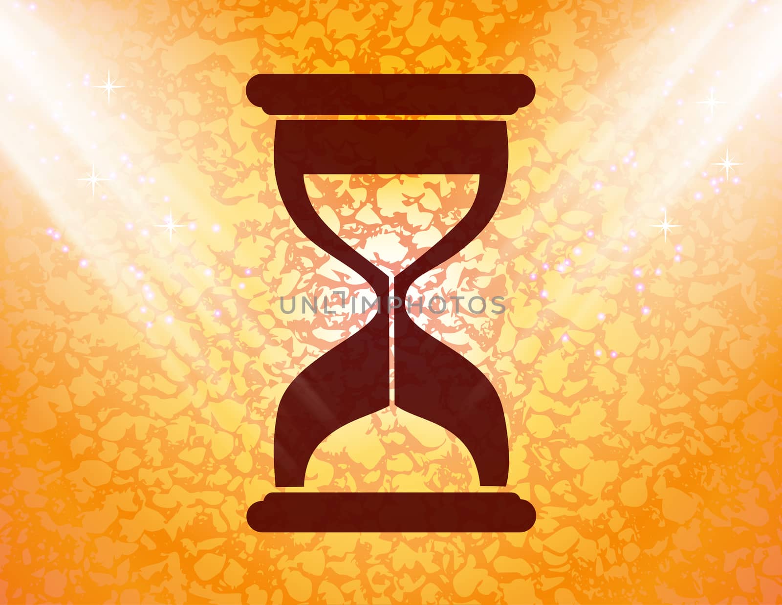 Hourglass time icon flat design with abstract background.