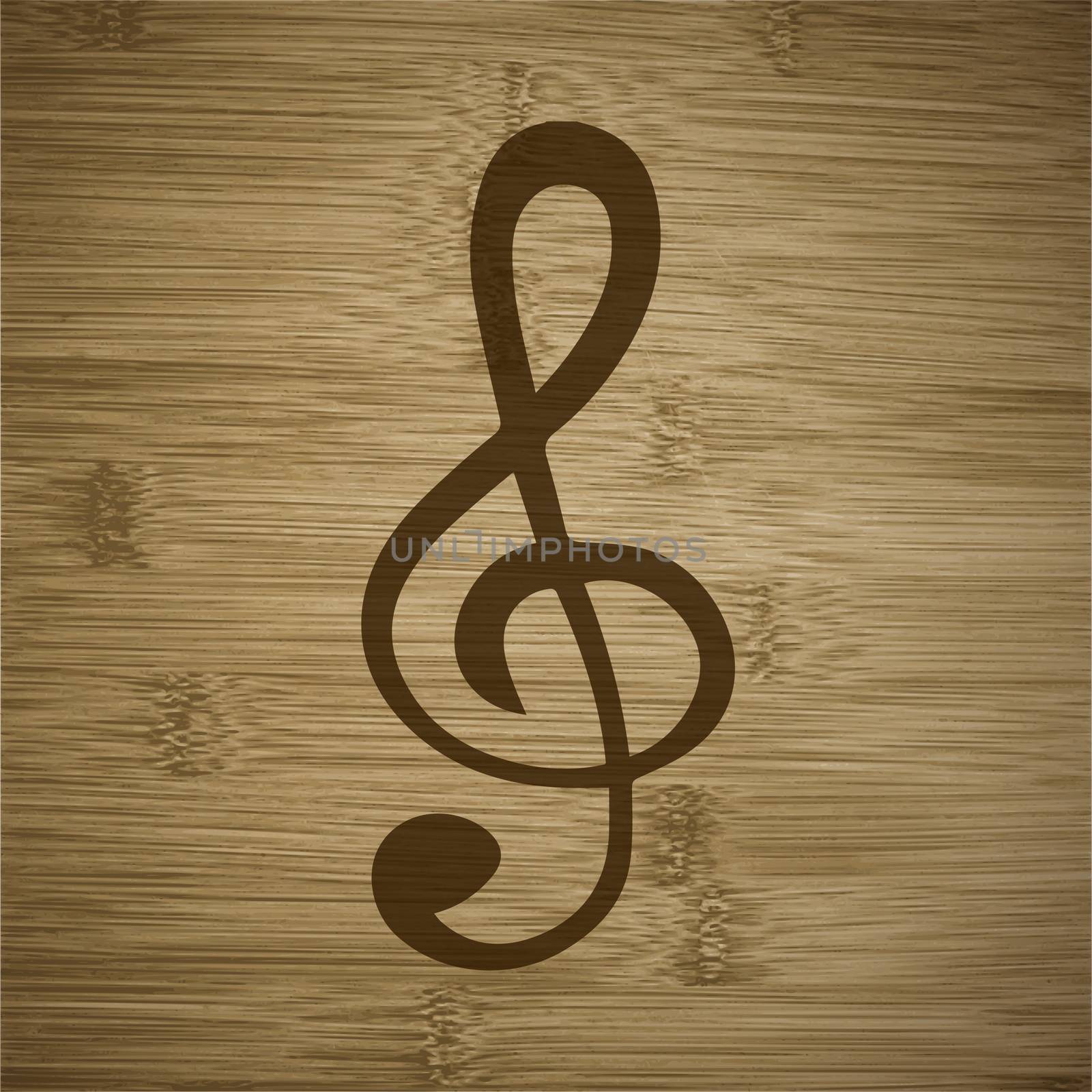 treble clef icon. Flat with abstract background.