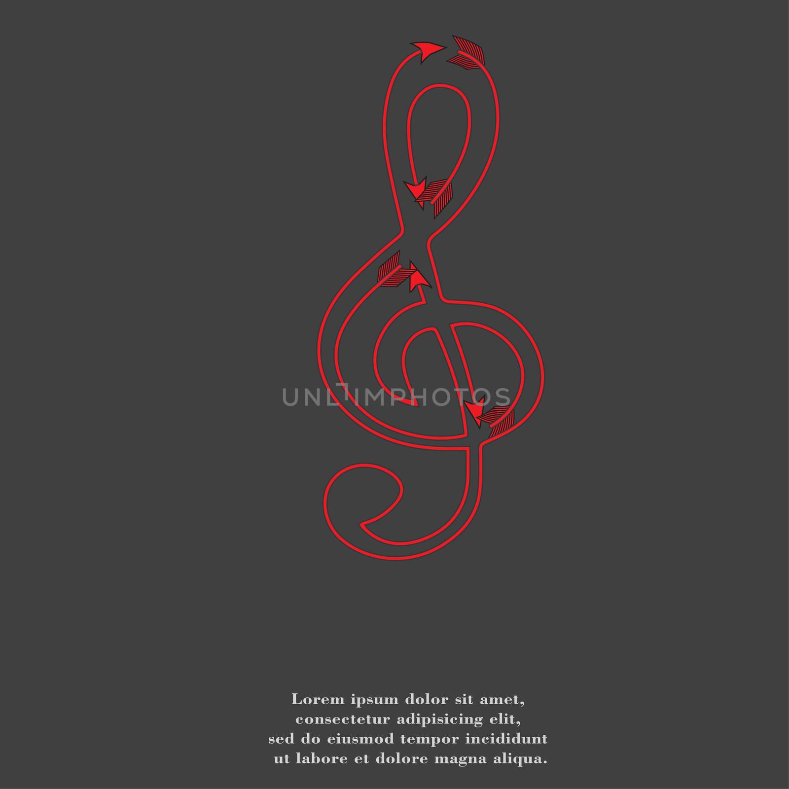 treble clef icon. Flat with abstract background by serhii_lohvyniuk