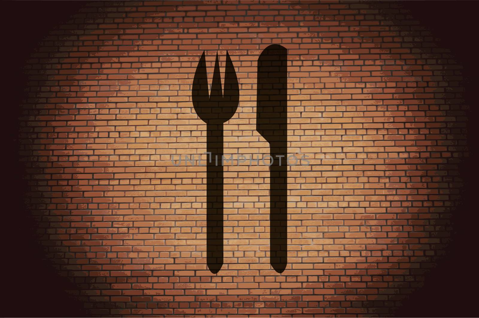 crossed fork over knife icon Flat with abstract background.