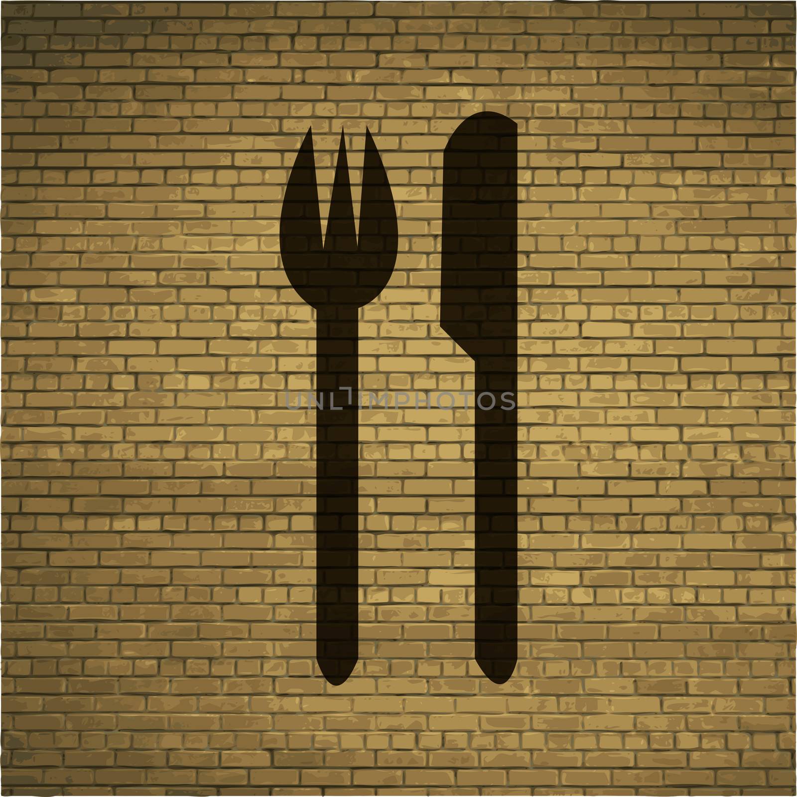 crossed fork over knife icon Flat with abstract background.