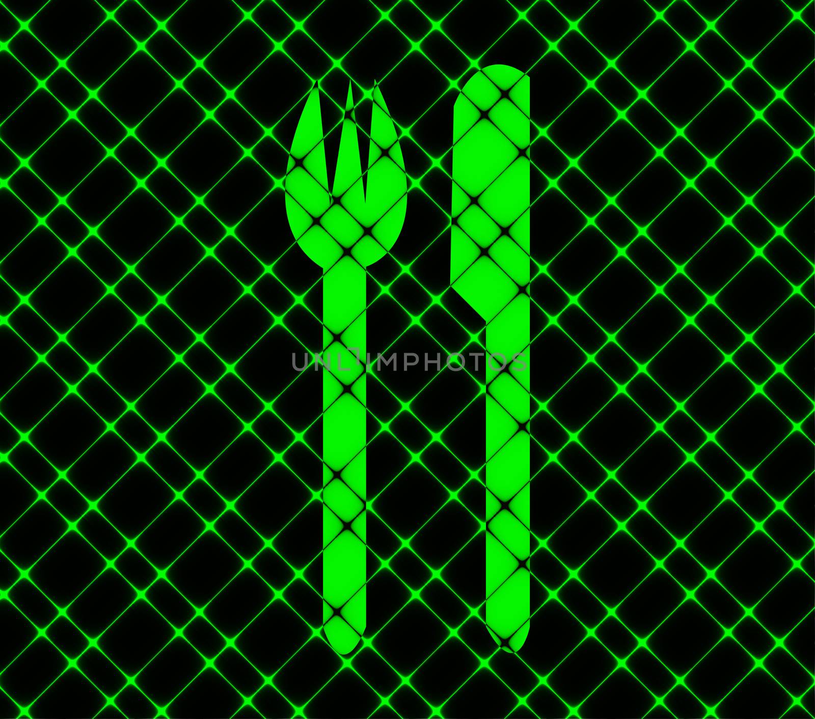 crossed fork over knife icon Flat with abstract background.