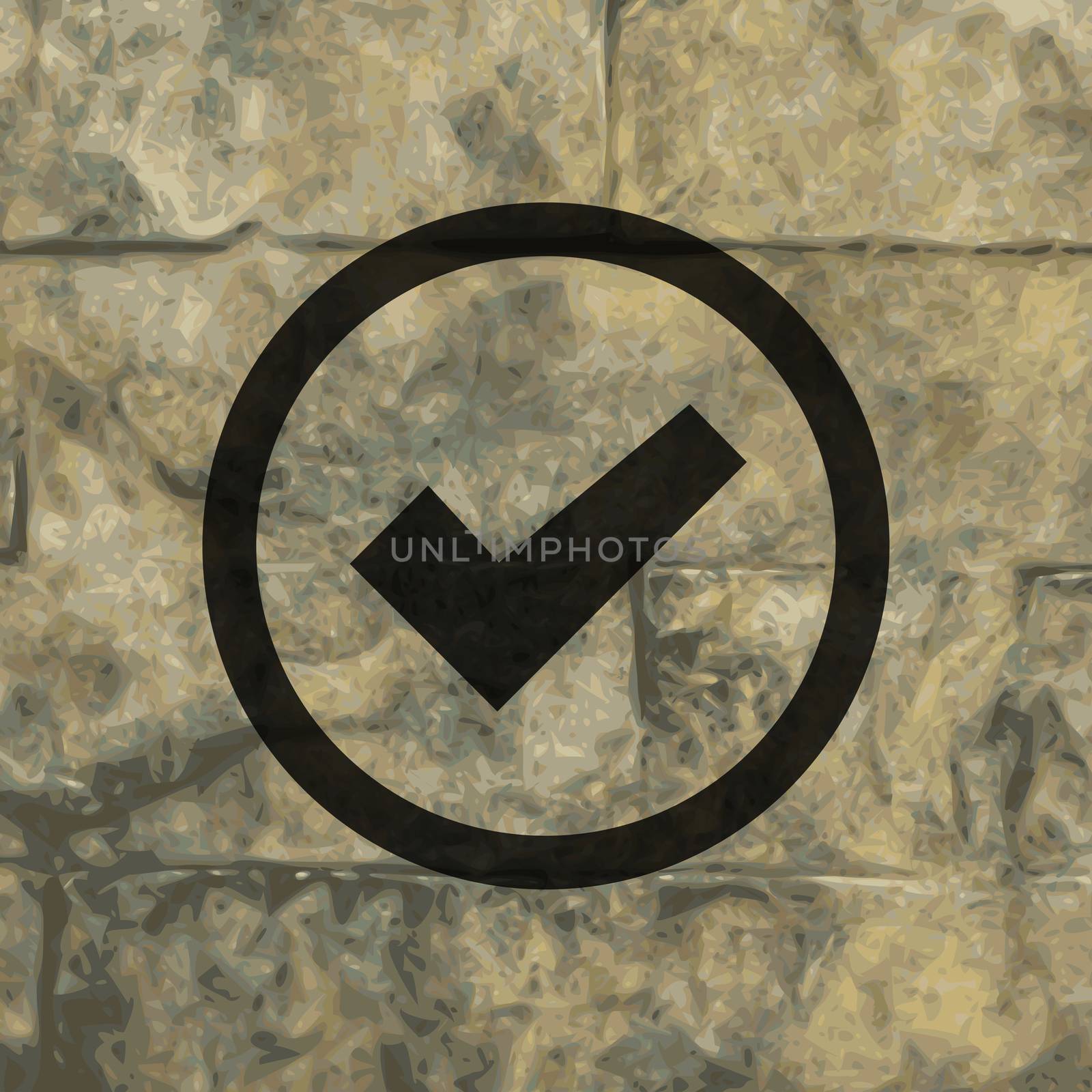 check mark icon flat design with abstract background.