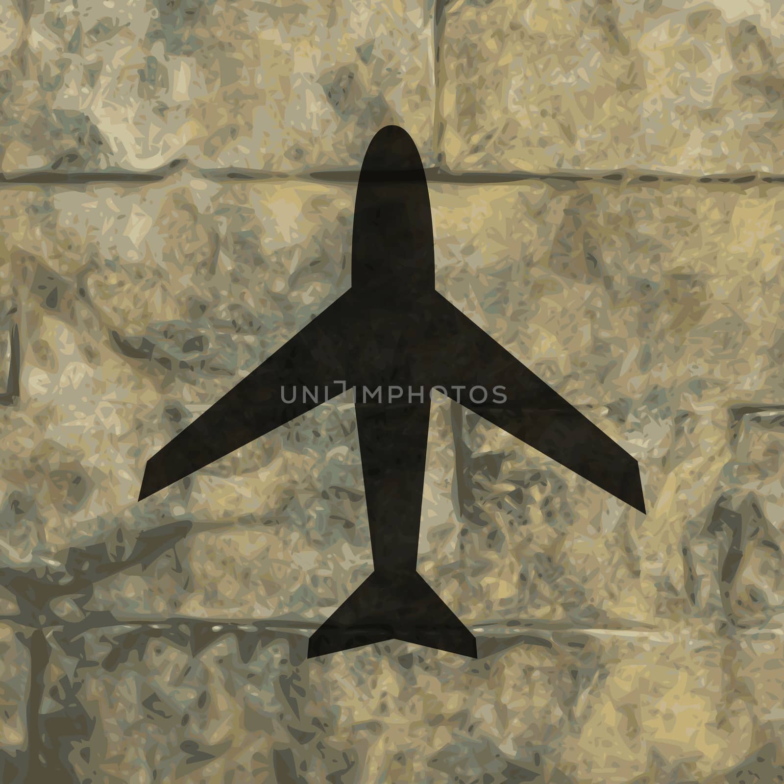 Plane icon flat design with abstract background.