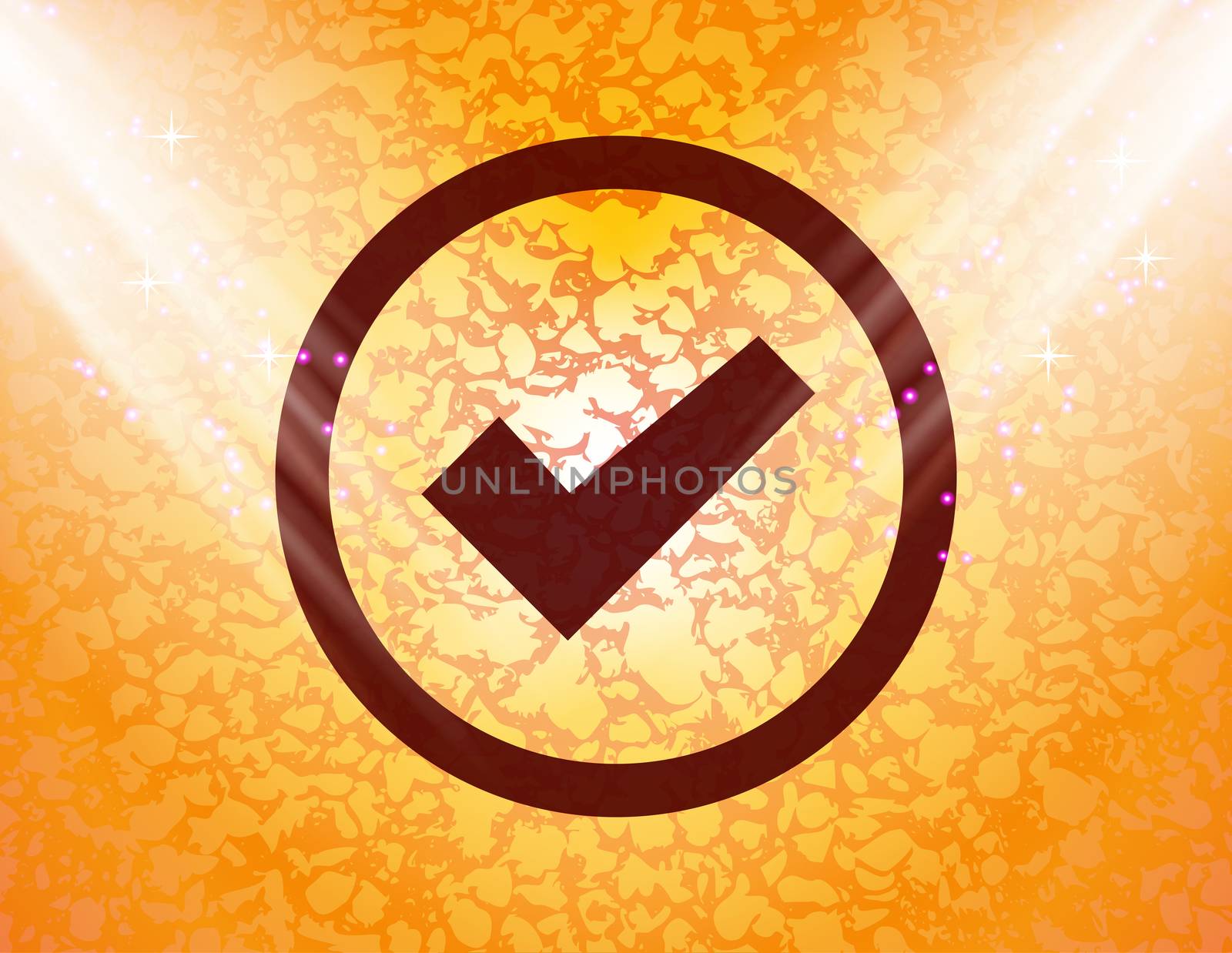 check mark icon flat design with abstract background.
