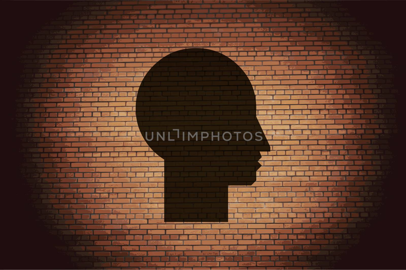 Man silhouette profile picture. Flat modern web button and space for your text. by serhii_lohvyniuk