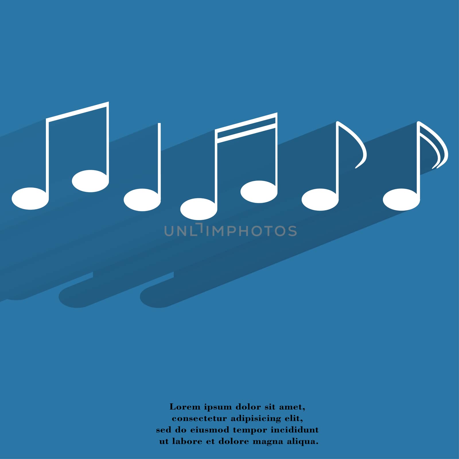 Music elements notes web icon, flat design.  illustration. 