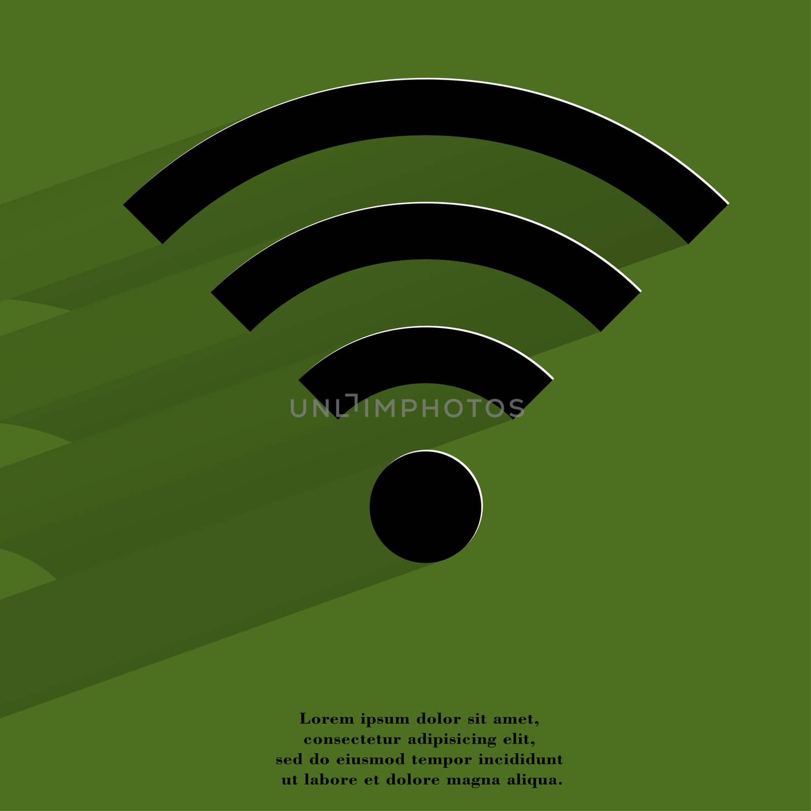 WI-FI. Flat modern web button with long shadow and space for your text. . 