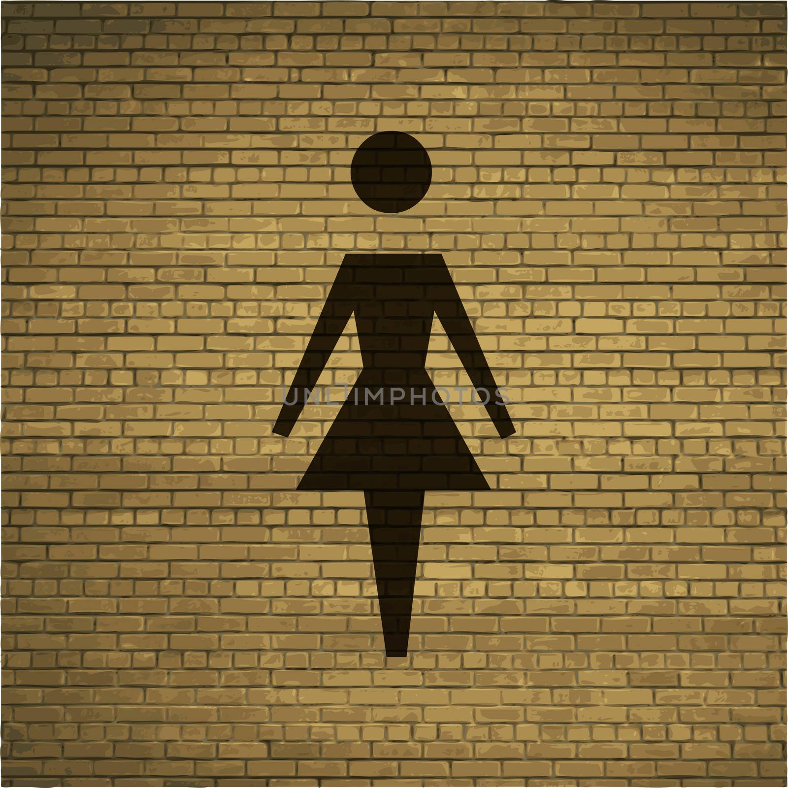 woman restroom. Flat modern web button and space for your text. .