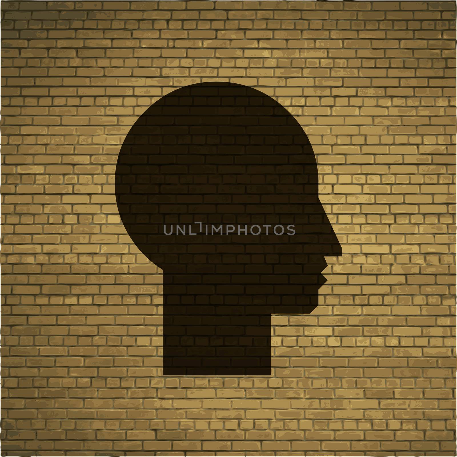 Man silhouette profile picture. Flat modern web button and space for your text. by serhii_lohvyniuk