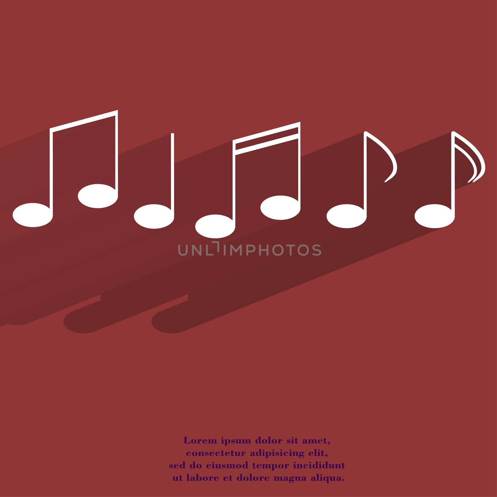 Music elements notes web icon, flat design.  illustration. 