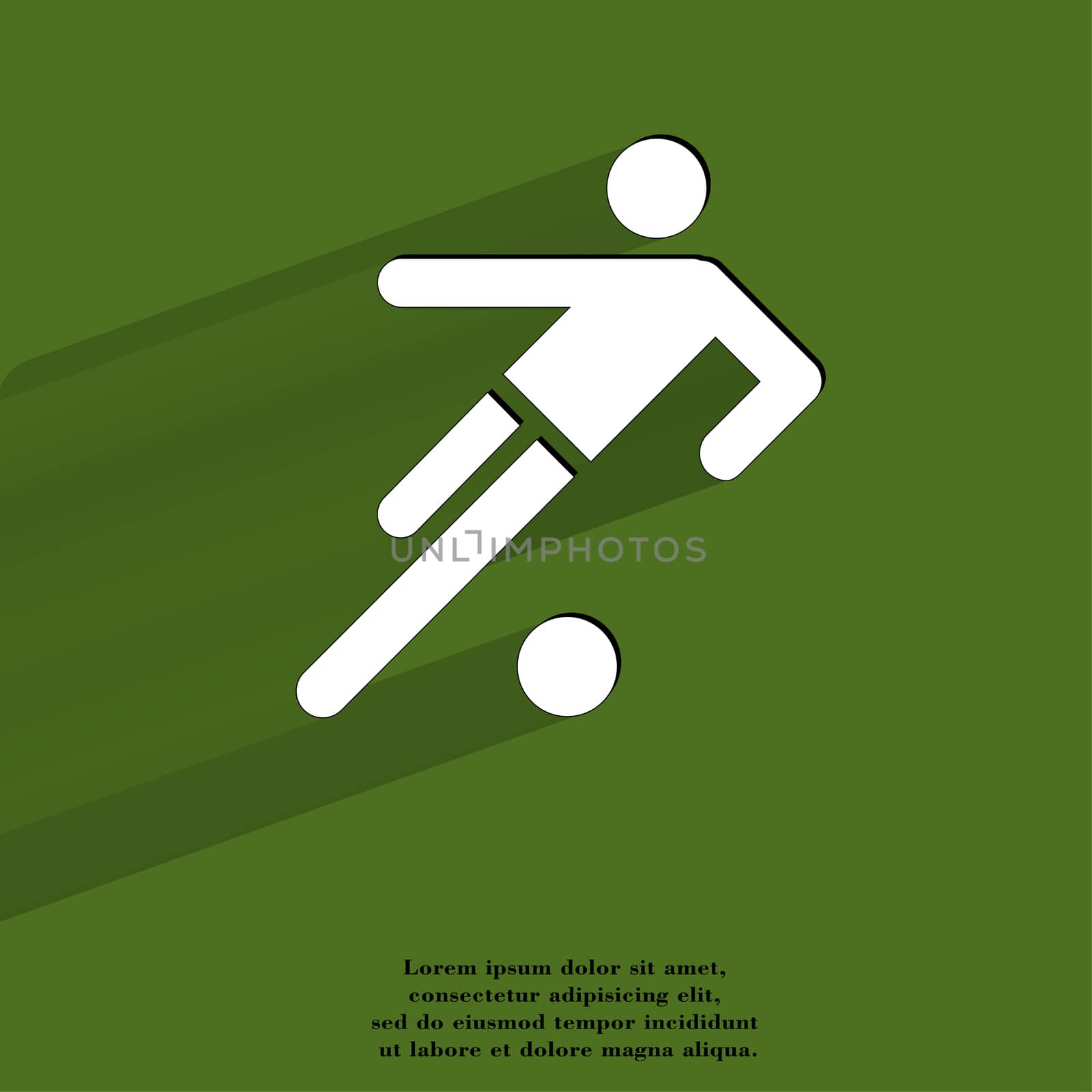 football player. Flat modern web button with long shadow and space for your text. . 