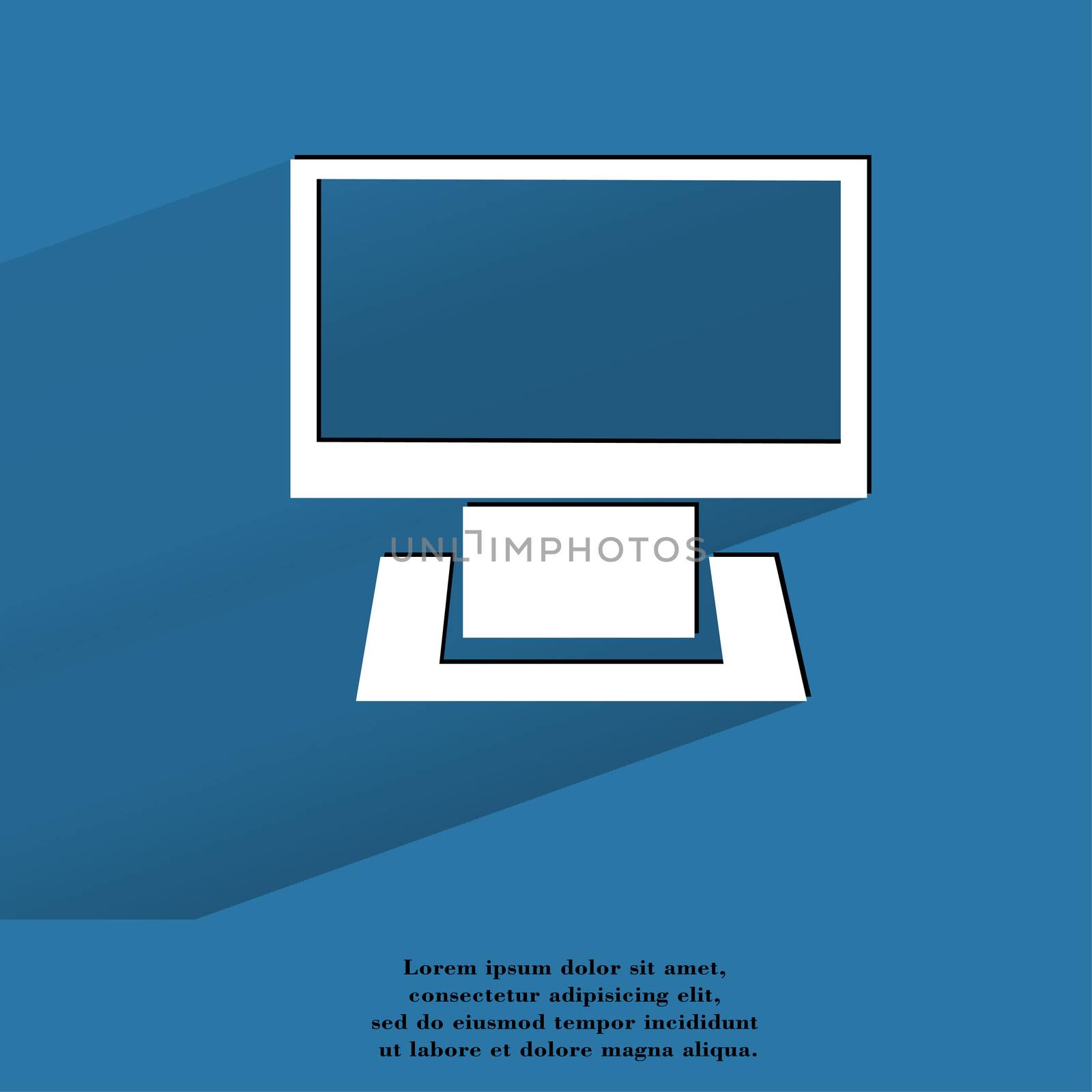 Computer. Flat modern web button with long shadow and space for your text. by serhii_lohvyniuk