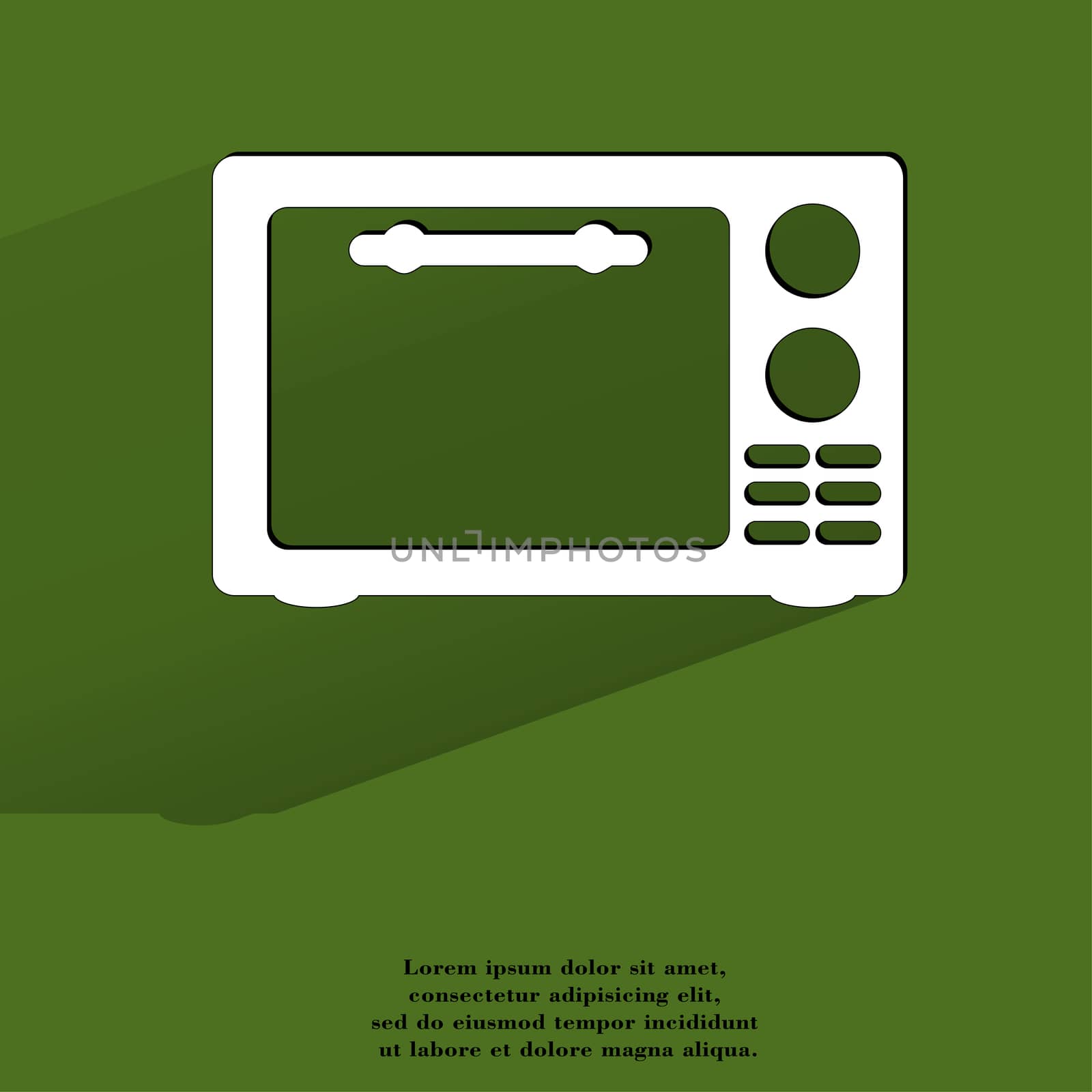 microwave. kitchen equipment Flat modern web button with long shadow and space for your text. . 