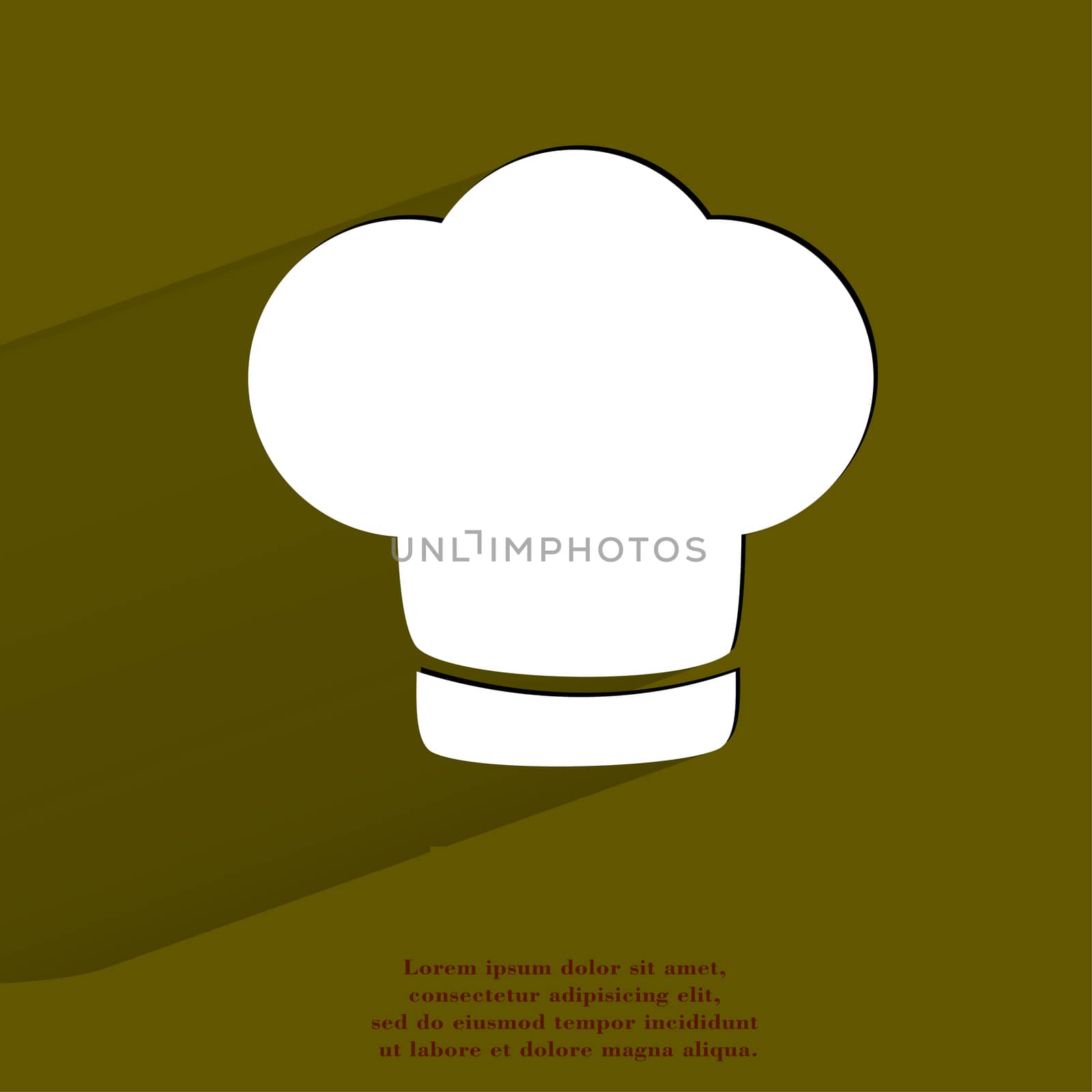 Chef cap. Cooking Flat modern web button with long shadow and space for your text. . 