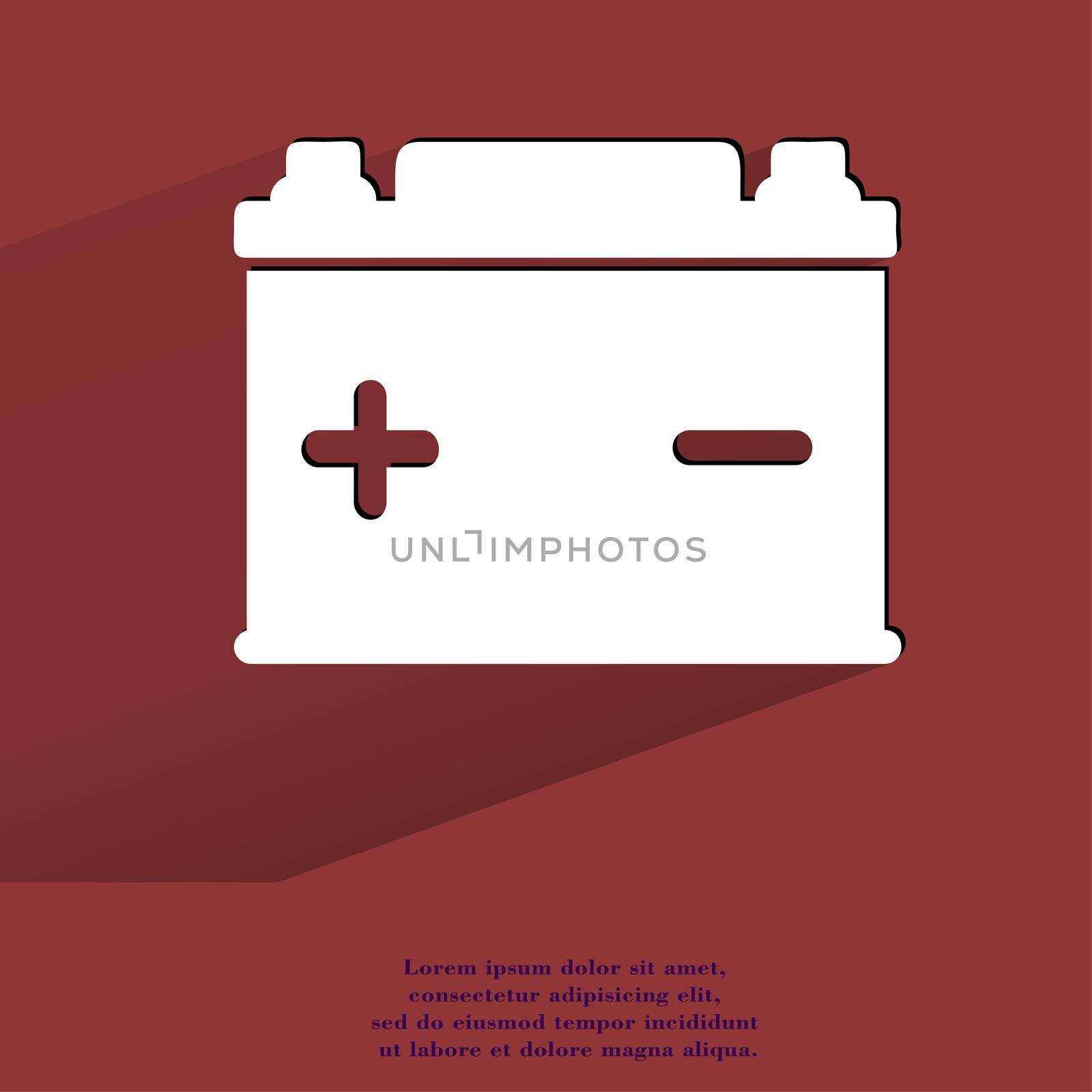 Car battery. Flat modern web button with long shadow and space for your text. . 