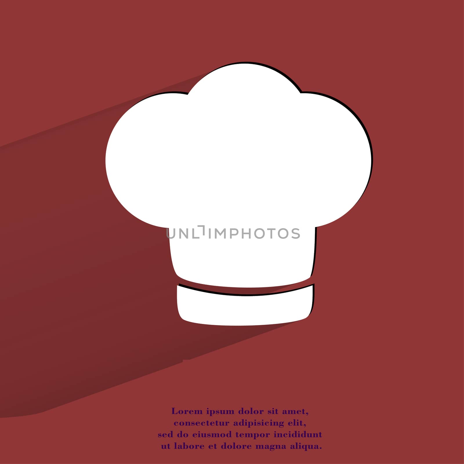 Chef cap. Cooking. Flat modern web button with long shadow and space for your text by serhii_lohvyniuk